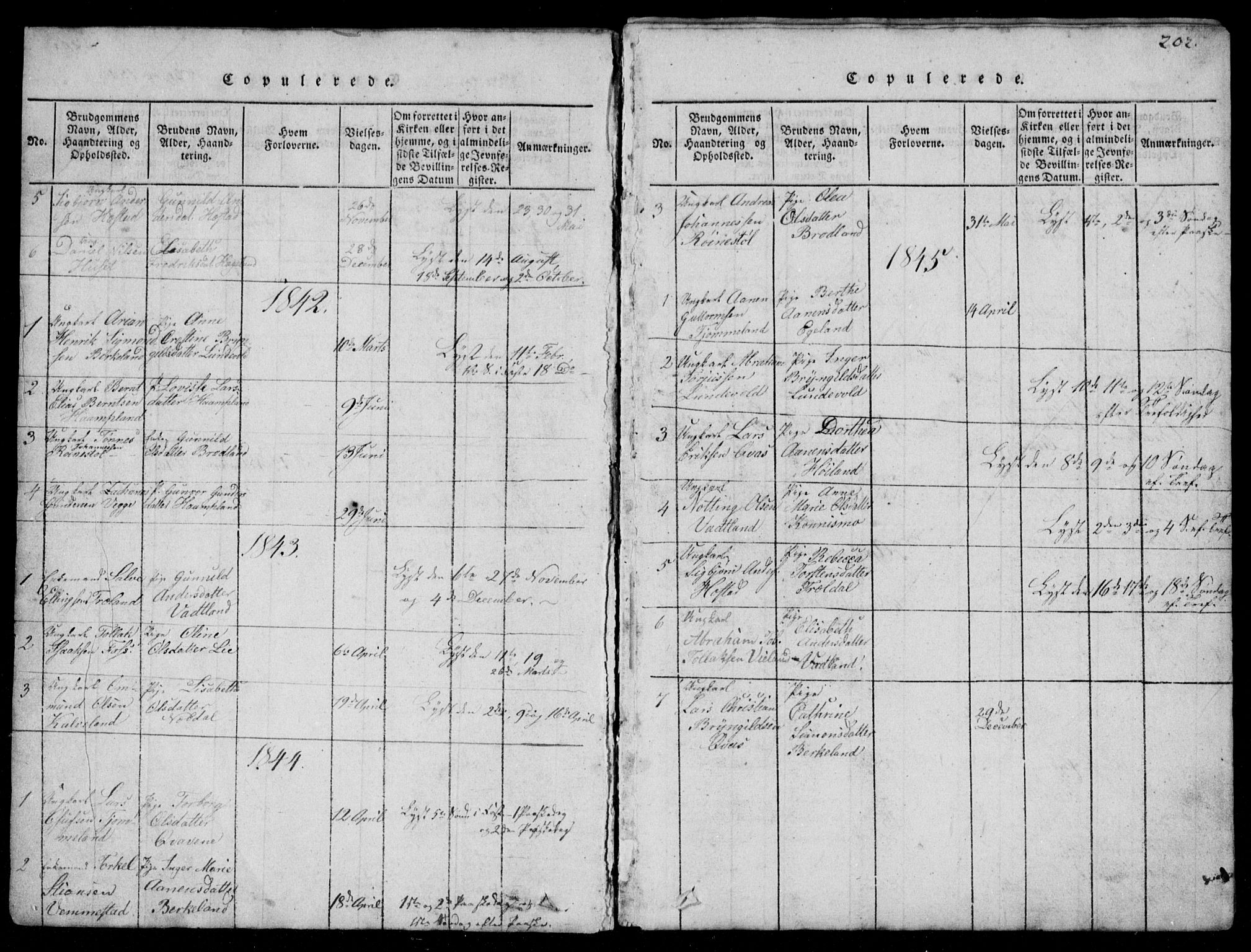 Lyngdal sokneprestkontor, AV/SAK-1111-0029/F/Fb/Fbb/L0001: Parish register (copy) no. B 1, 1816-1900, p. 202