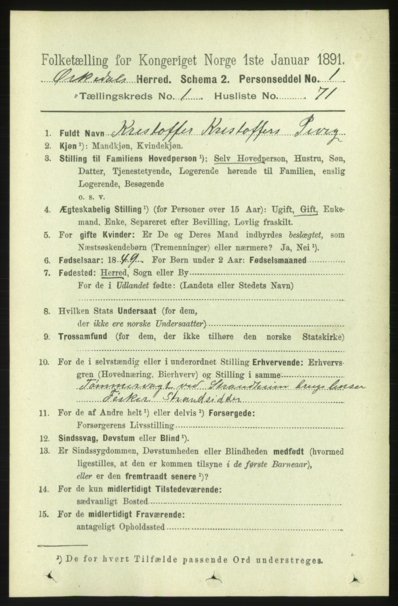 RA, 1891 census for 1638 Orkdal, 1891, p. 636