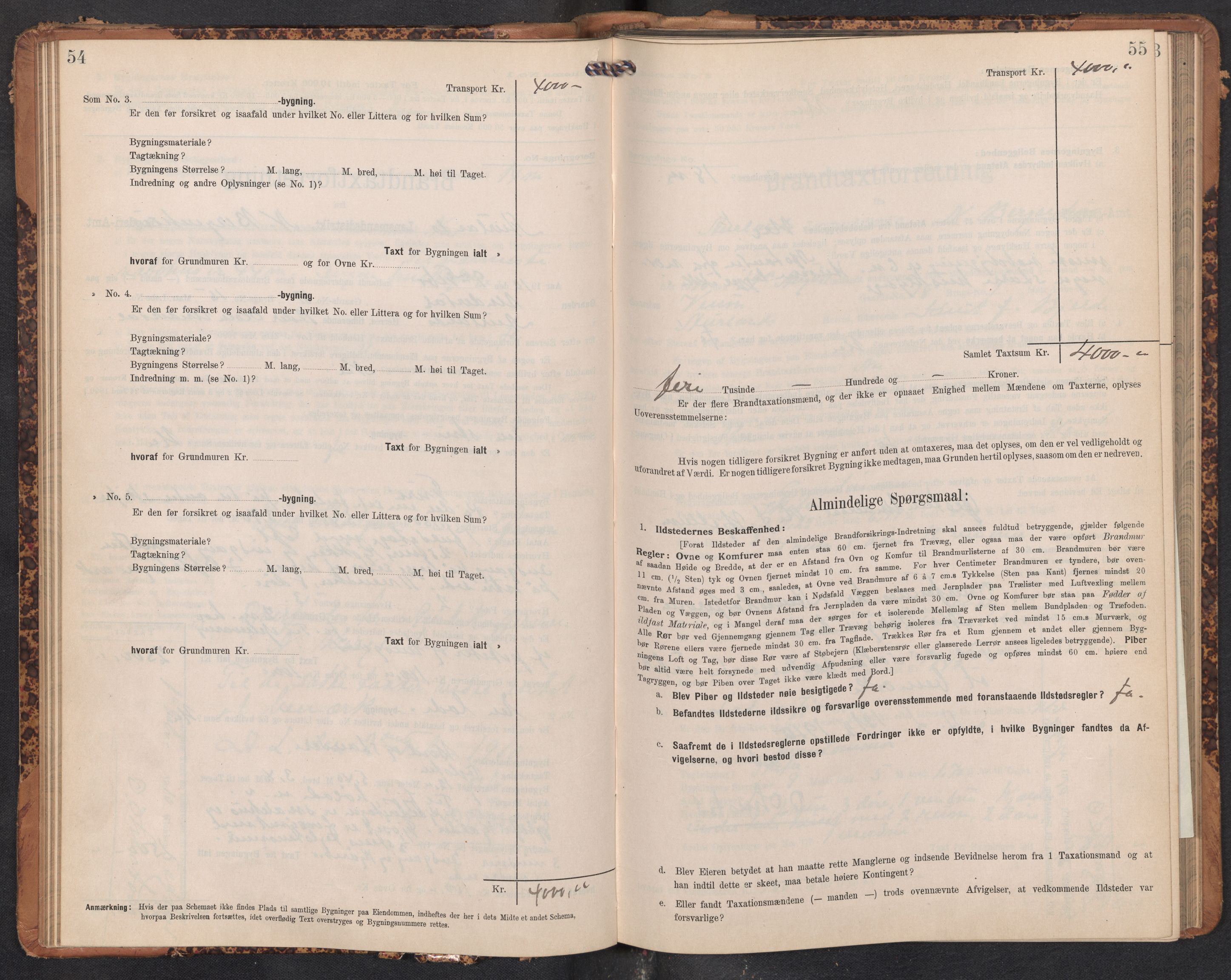 Lensmannen i Aurland, AV/SAB-A-26401/0012/L0005: Branntakstprotokoll, skjematakst, 1909-1916, p. 54-55