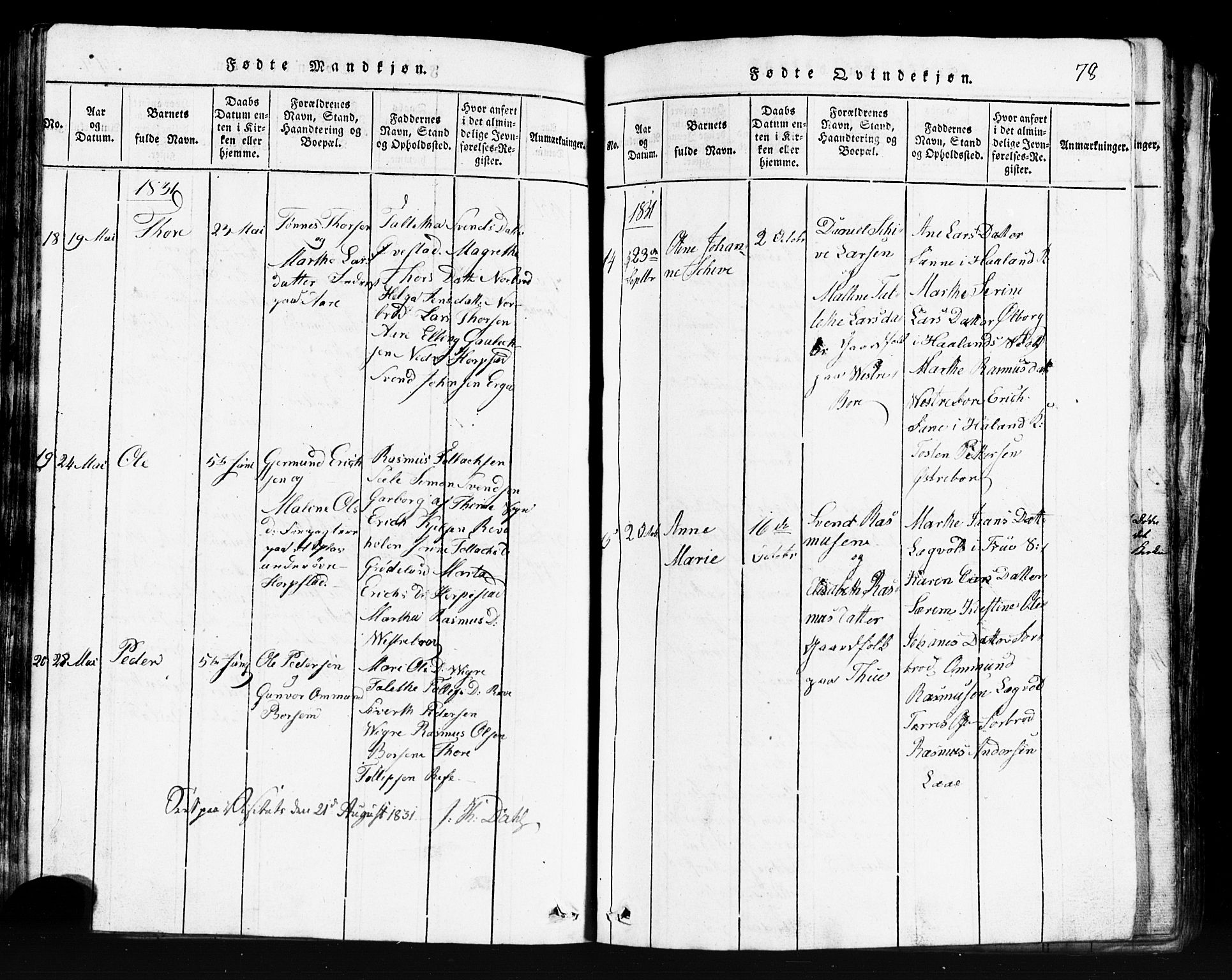 Klepp sokneprestkontor, AV/SAST-A-101803/001/3/30BB/L0001: Parish register (copy) no.  B 1, 1816-1859, p. 78