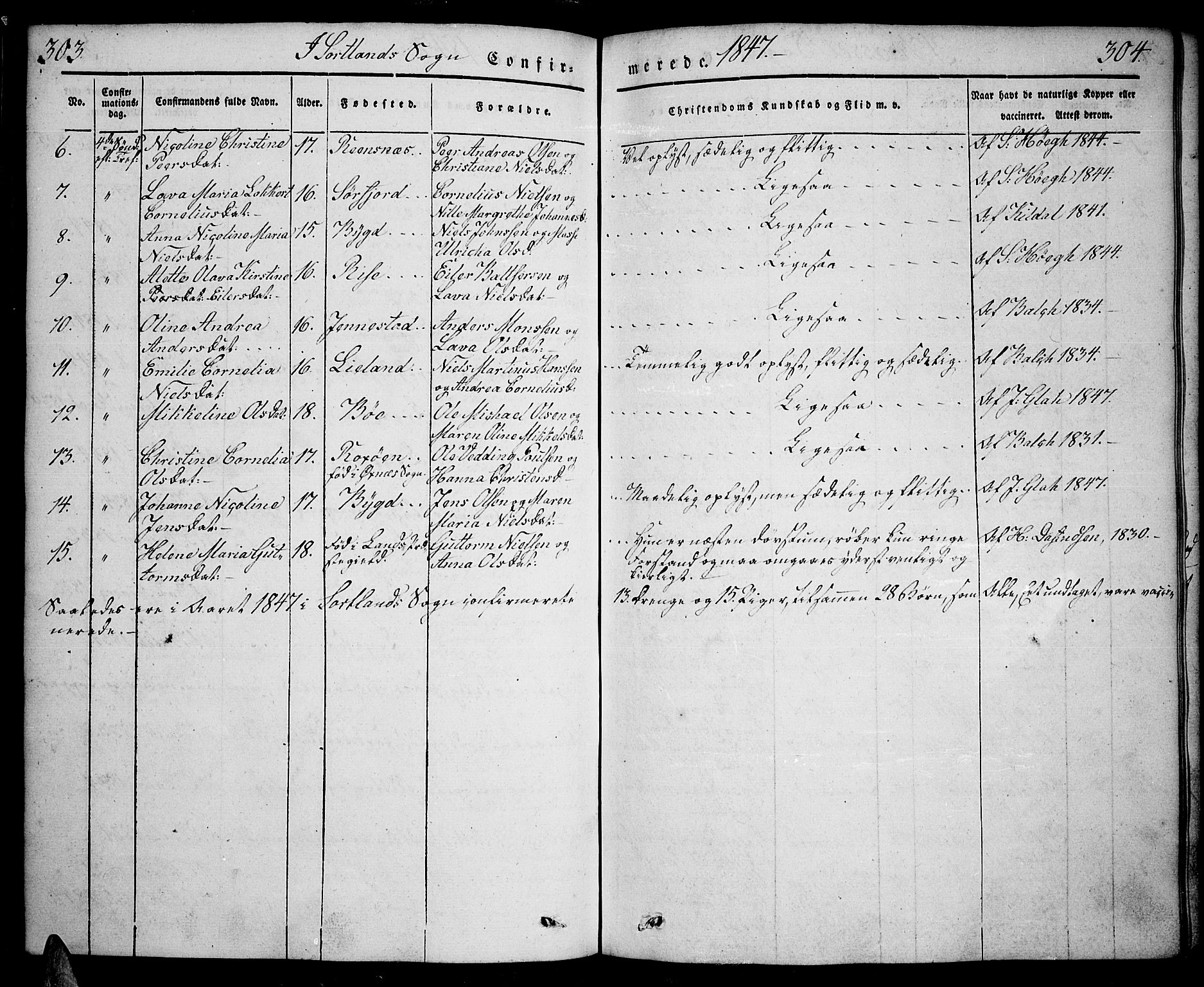 Ministerialprotokoller, klokkerbøker og fødselsregistre - Nordland, AV/SAT-A-1459/888/L1239: Parish register (official) no. 888A06 /2, 1837-1848, p. 303-304