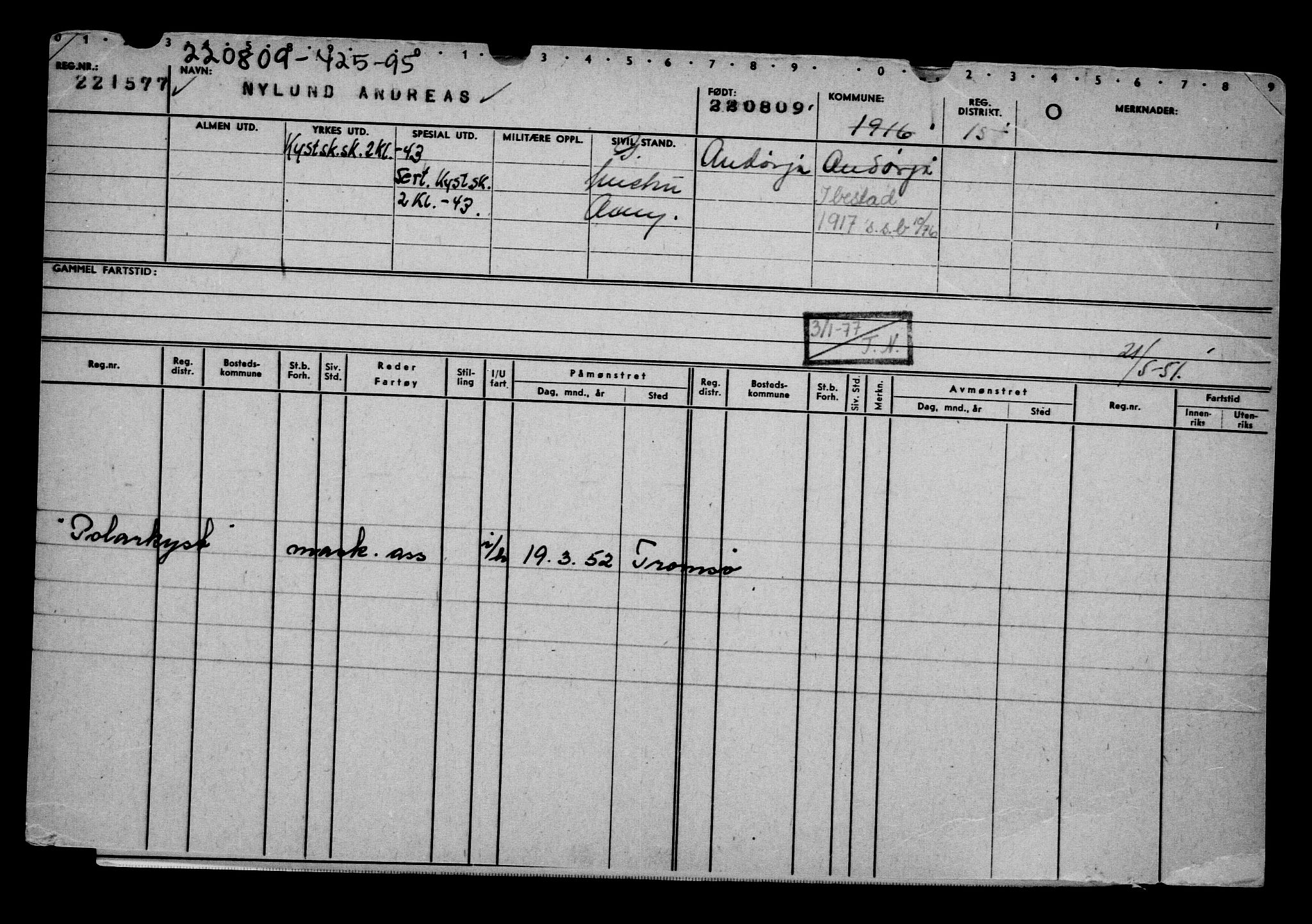 Direktoratet for sjømenn, AV/RA-S-3545/G/Gb/L0085: Hovedkort, 1909, p. 312