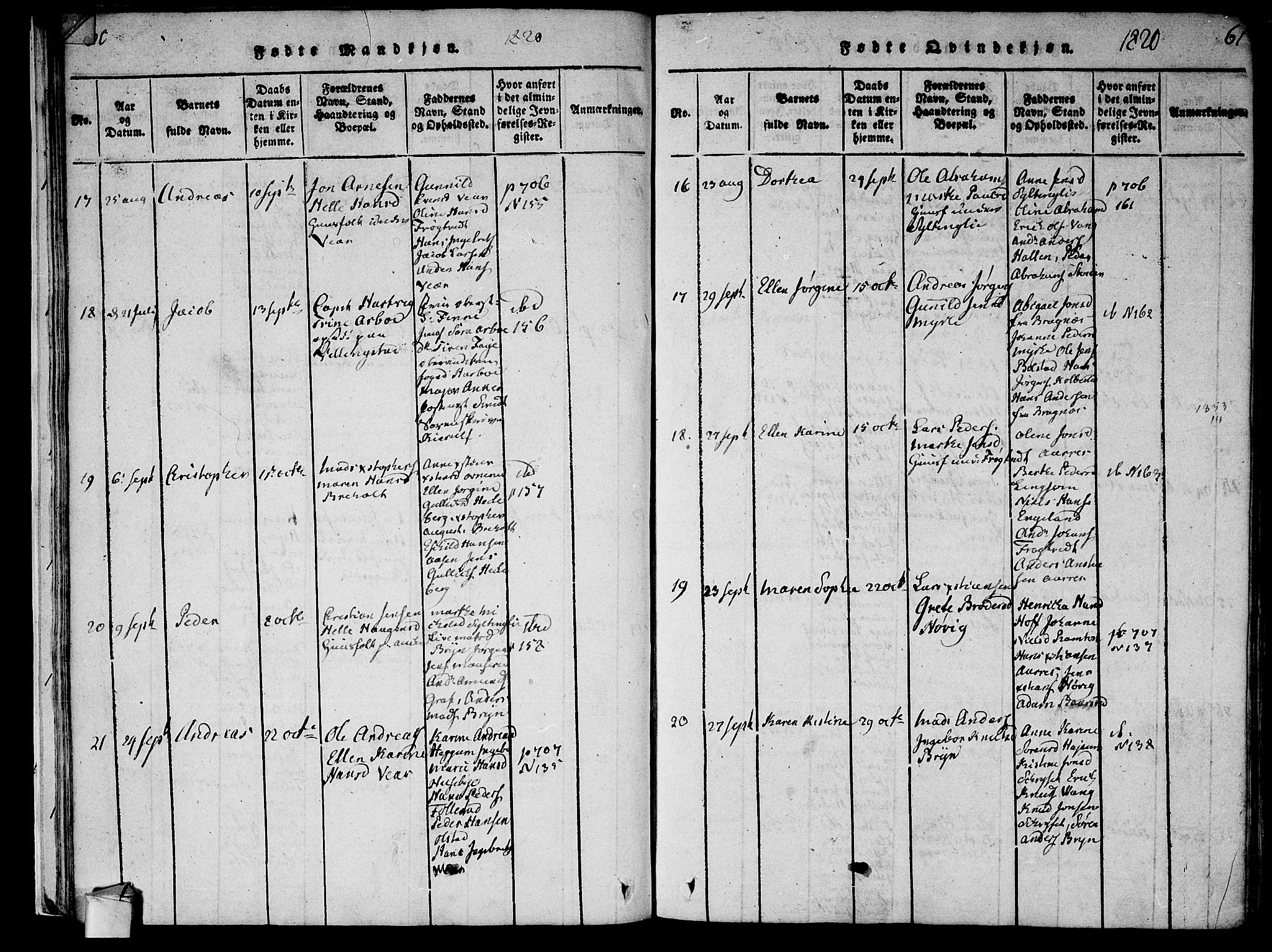 Røyken kirkebøker, AV/SAKO-A-241/F/Fa/L0004: Parish register (official) no. 4, 1814-1832, p. 60-61