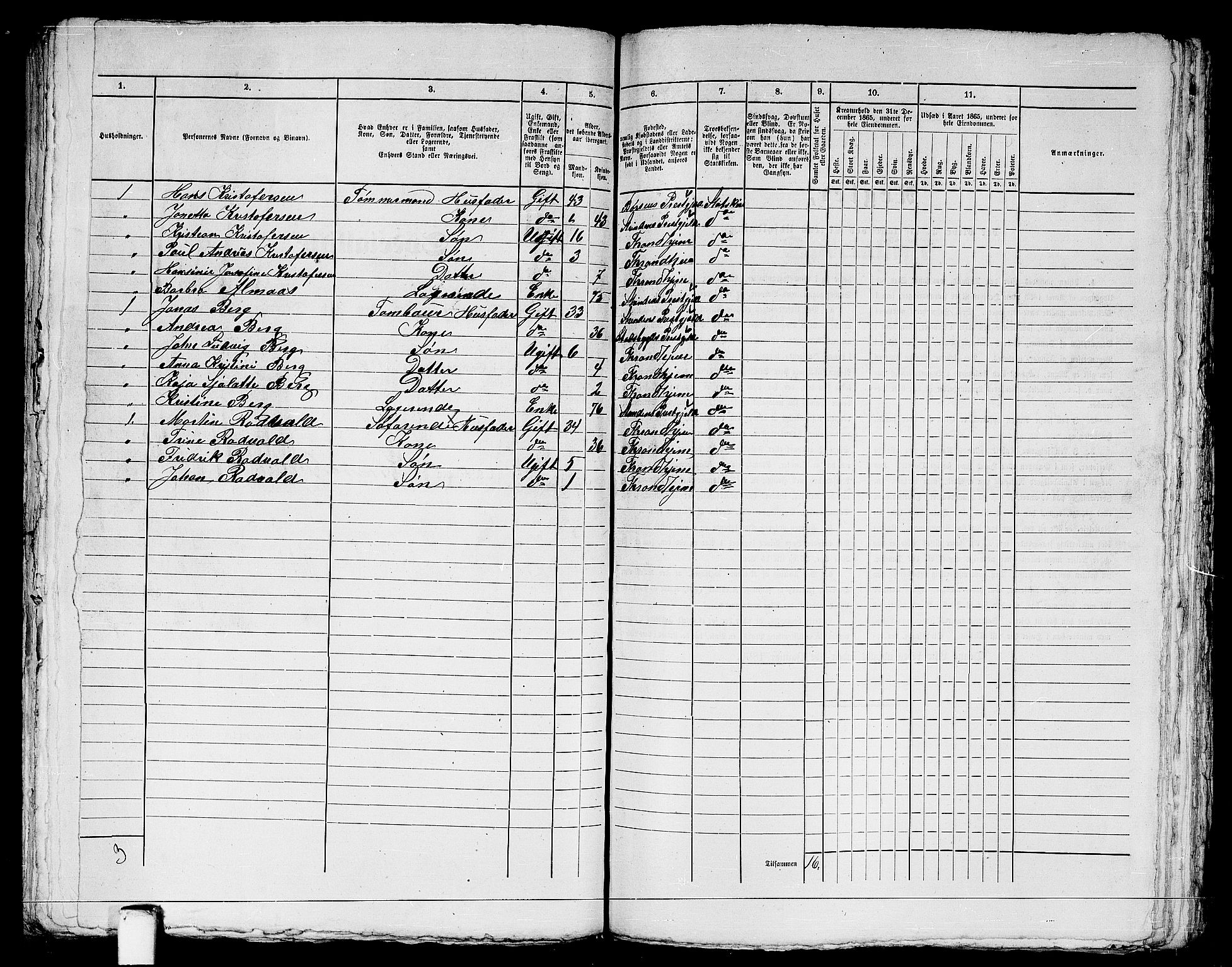 RA, 1865 census for Trondheim, 1865, p. 1312