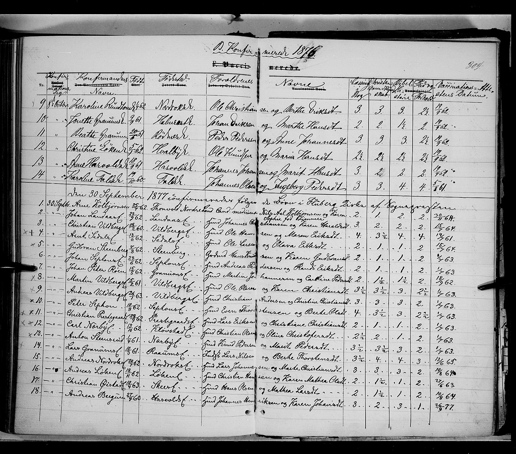 Søndre Land prestekontor, SAH/PREST-122/K/L0001: Parish register (official) no. 1, 1860-1877, p. 304