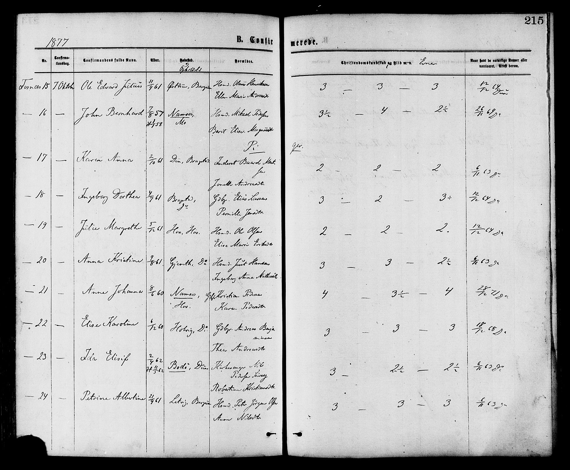 Ministerialprotokoller, klokkerbøker og fødselsregistre - Nord-Trøndelag, AV/SAT-A-1458/773/L0616: Parish register (official) no. 773A07, 1870-1887, p. 215