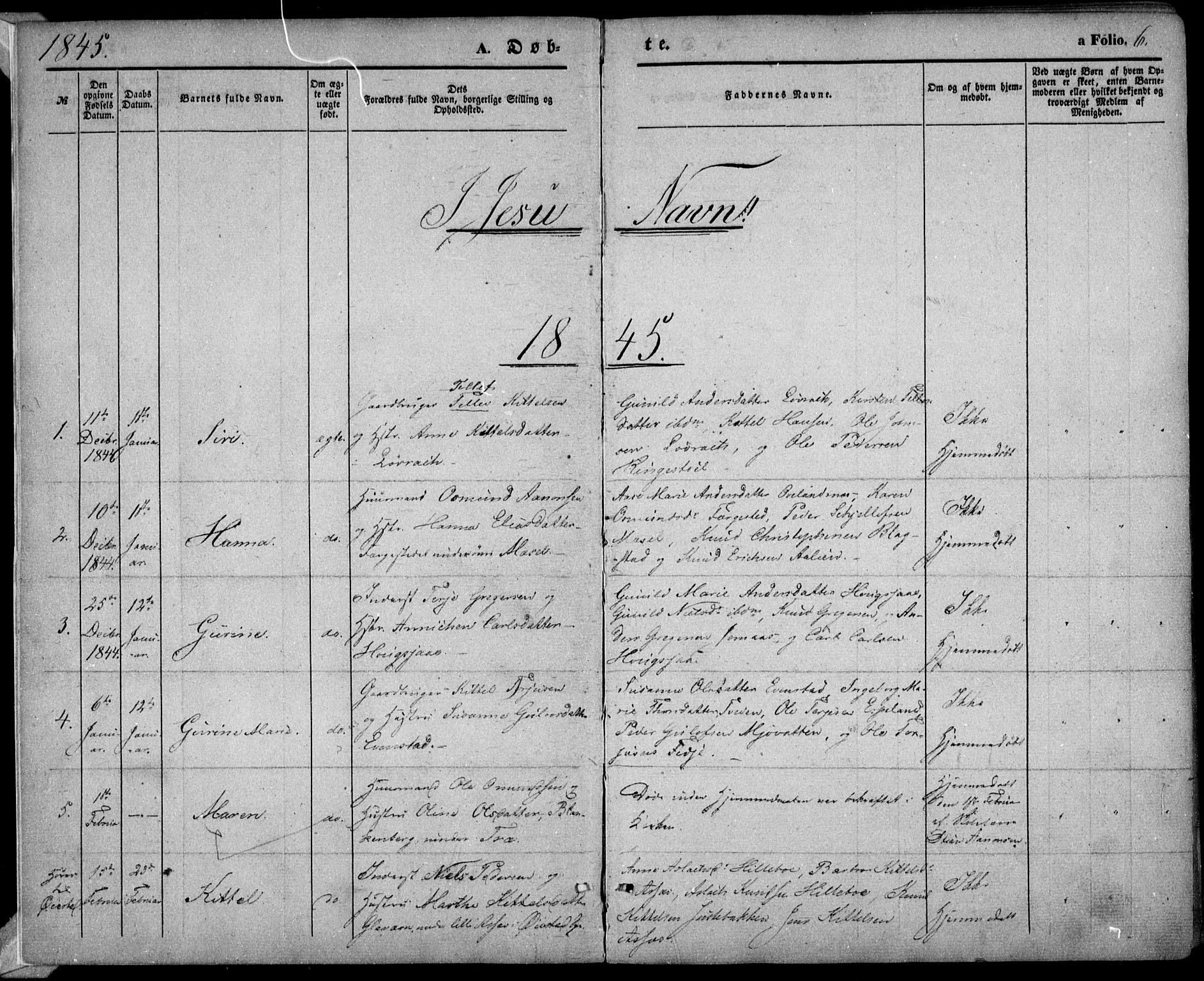 Froland sokneprestkontor, SAK/1111-0013/F/Fa/L0002: Parish register (official) no. A 2, 1845-1863, p. 6