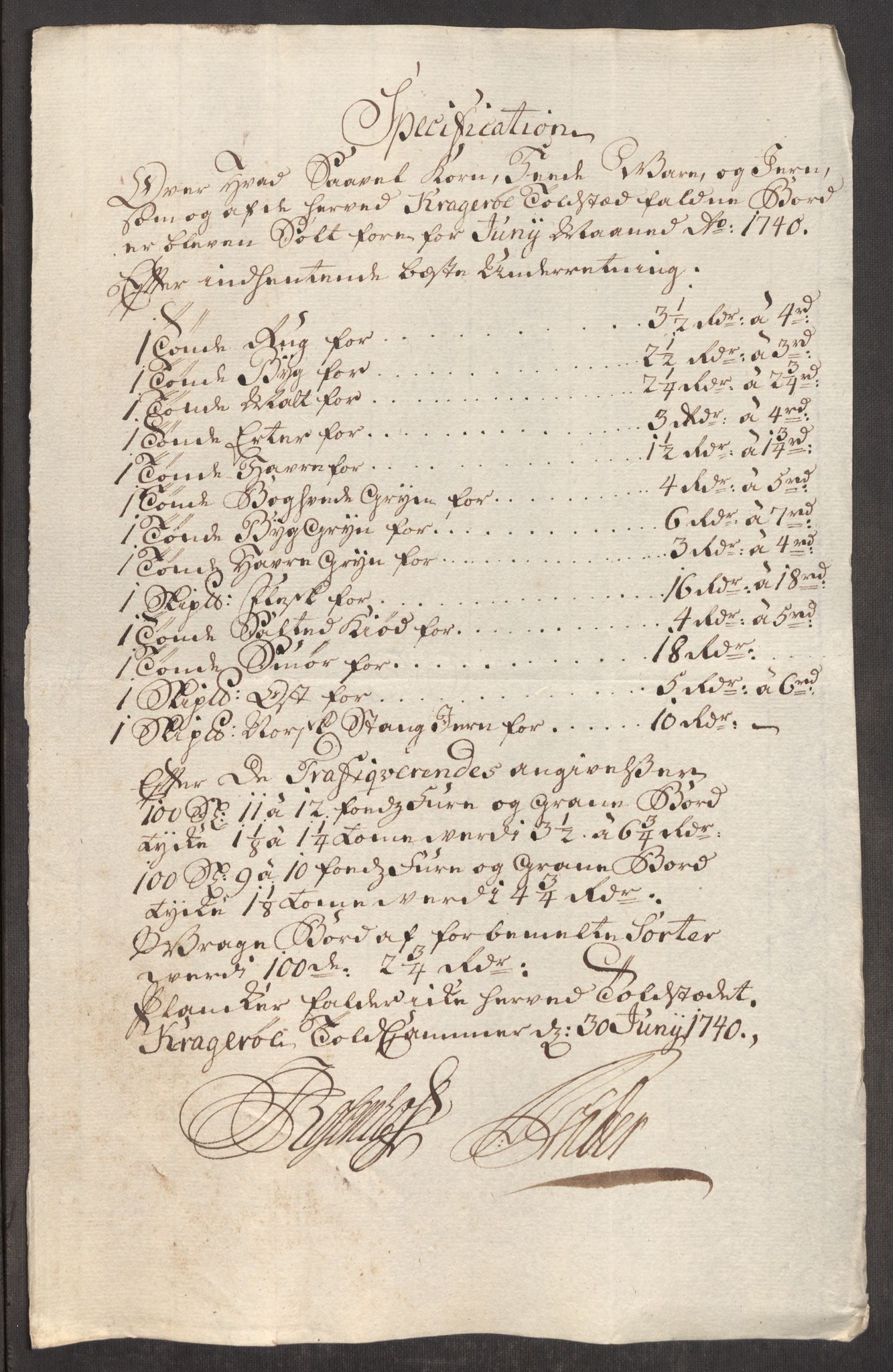 Rentekammeret inntil 1814, Realistisk ordnet avdeling, RA/EA-4070/Oe/L0002: [Ø1]: Priskuranter, 1740-1744, p. 123