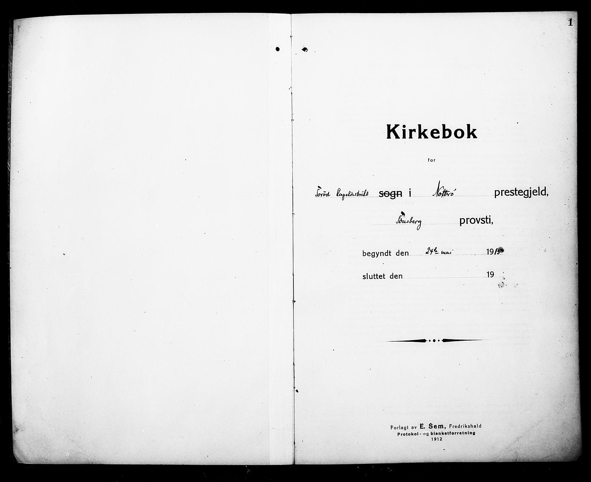 Nøtterøy kirkebøker, AV/SAKO-A-354/G/Gc/L0001: Parish register (copy) no. III 1, 1915-1930, p. 1