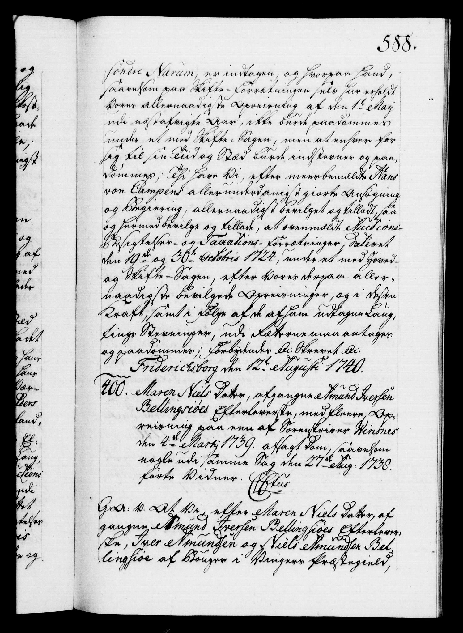 Danske Kanselli 1572-1799, AV/RA-EA-3023/F/Fc/Fca/Fcaa/L0031: Norske registre, 1739-1740, p. 588a