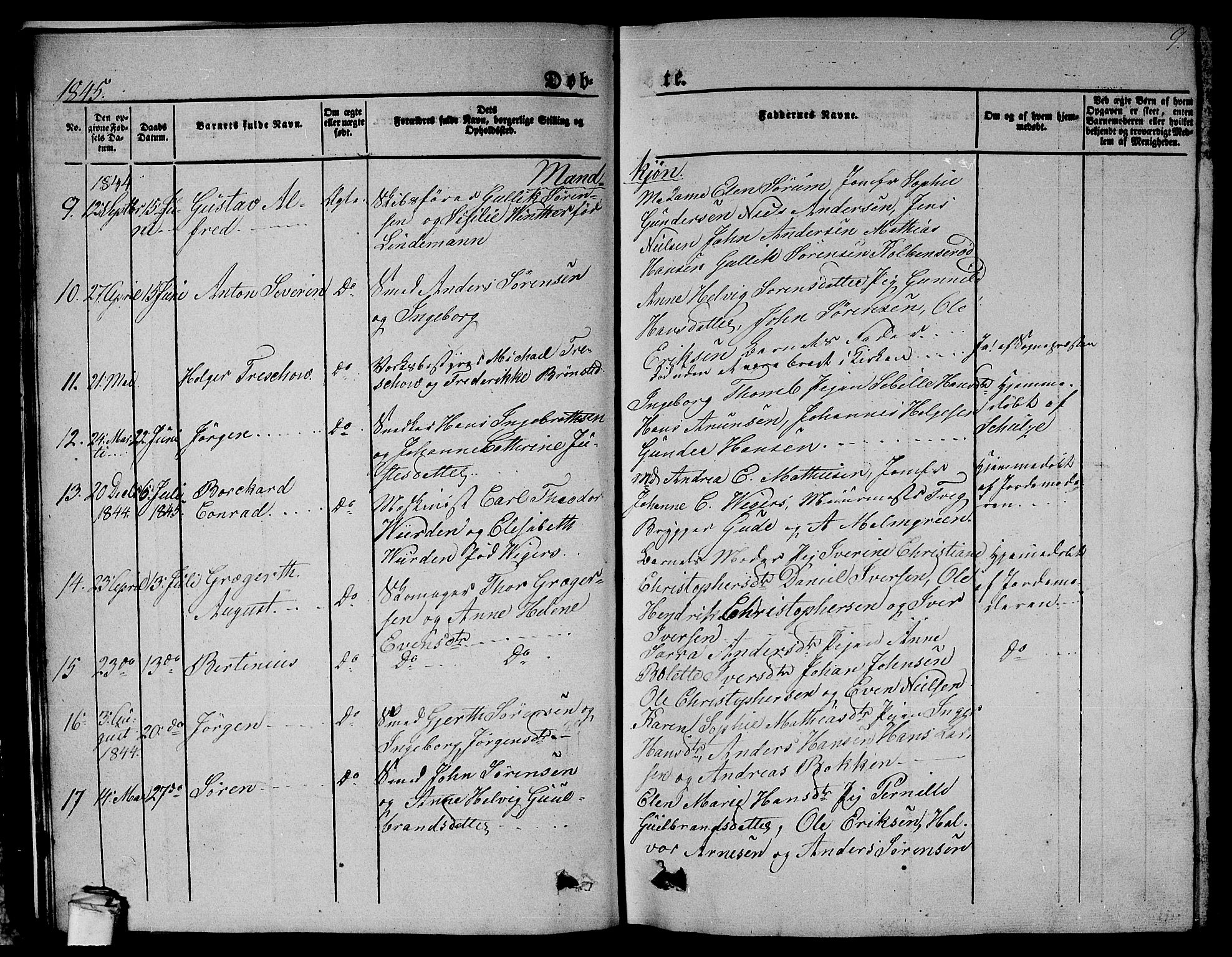 Larvik kirkebøker, SAKO/A-352/G/Gb/L0002: Parish register (copy) no. II 2, 1843-1866, p. 9