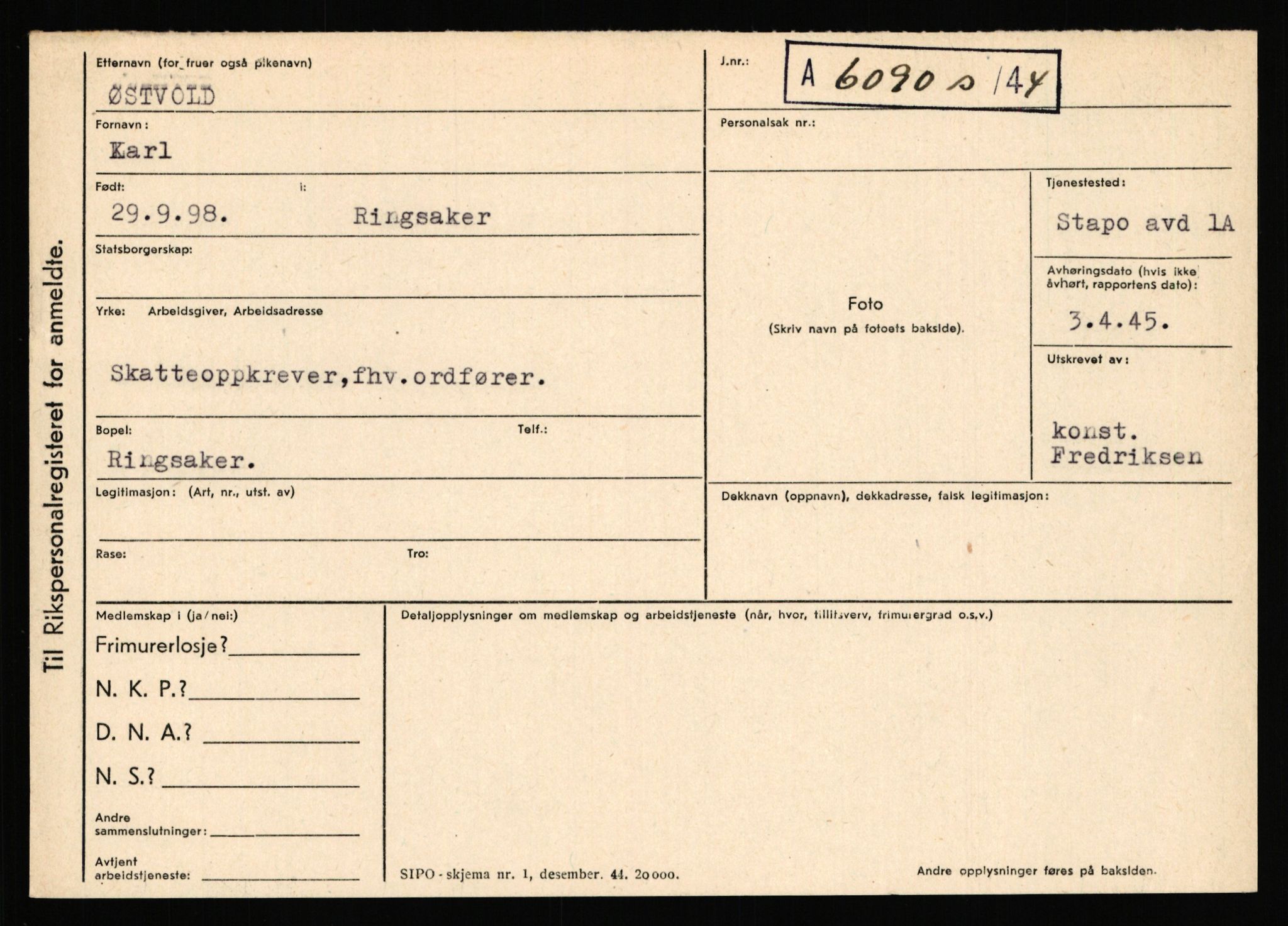 Statspolitiet - Hovedkontoret / Osloavdelingen, AV/RA-S-1329/C/Ca/L0016: Uberg - Øystese, 1943-1945, p. 4024
