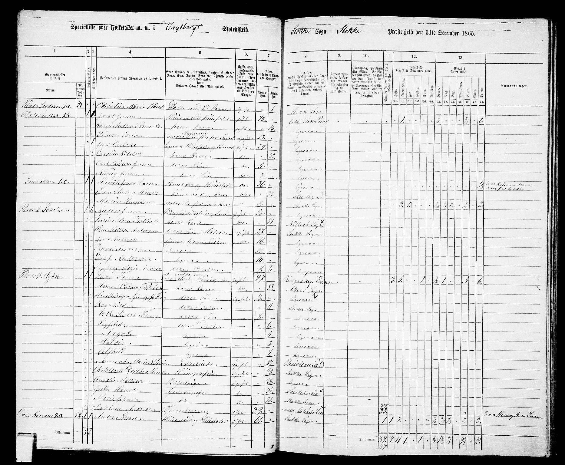 RA, 1865 census for Stokke, 1865, p. 56