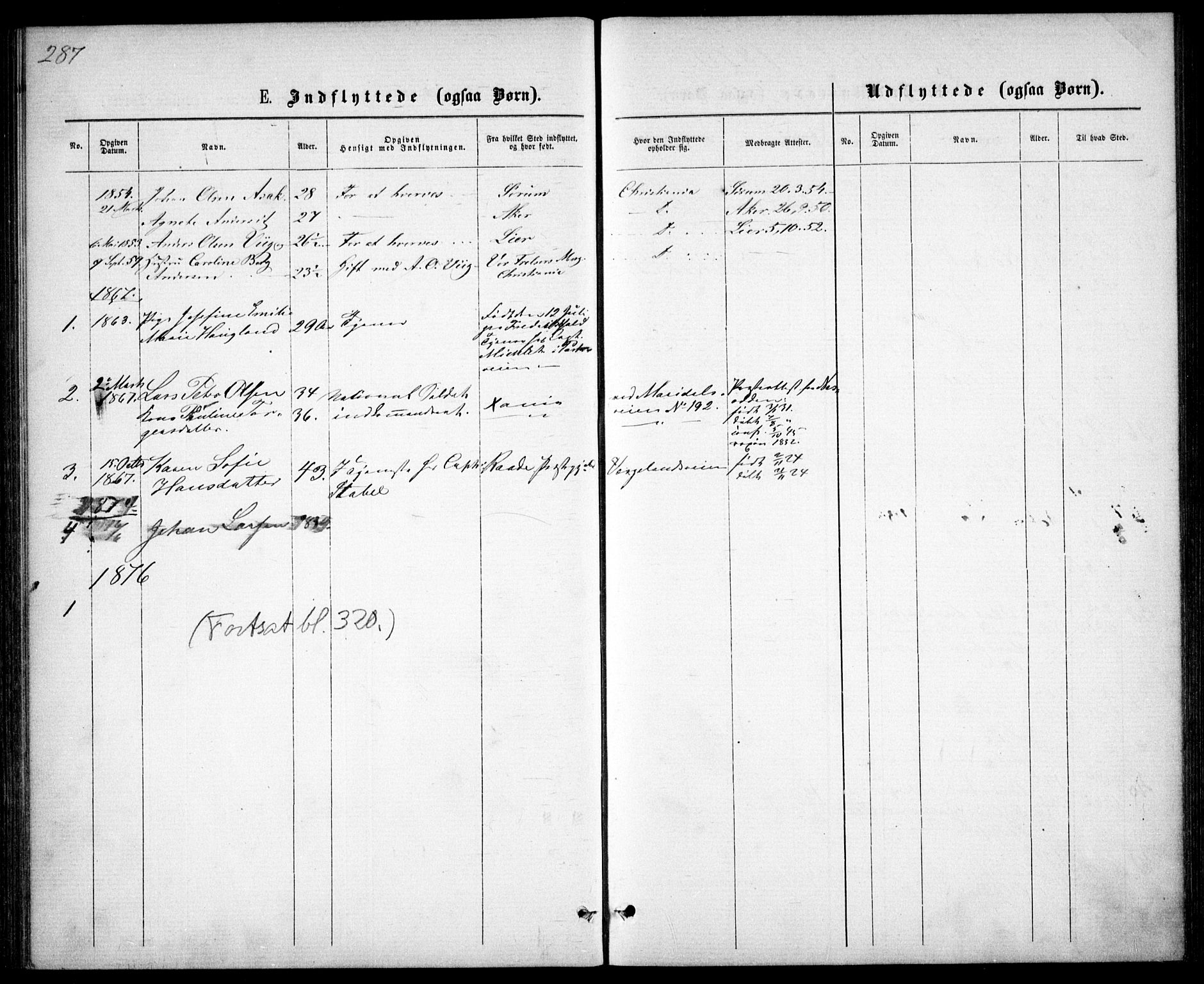 Garnisonsmenigheten Kirkebøker, SAO/A-10846/G/Ga/L0006: Parish register (copy) no. 6, 1860-1880, p. 287