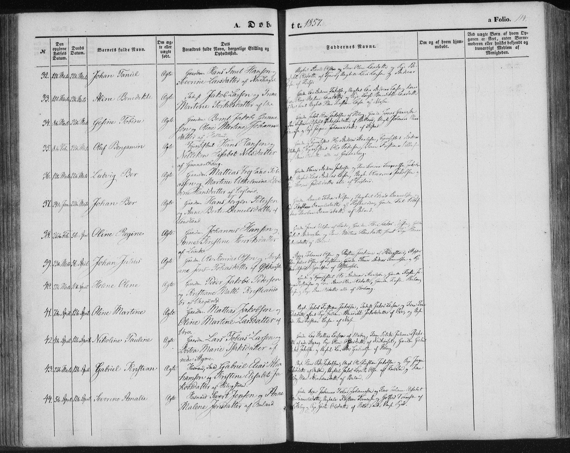 Lista sokneprestkontor, SAK/1111-0027/F/Fa/L0010: Parish register (official) no. A 10, 1846-1861, p. 114