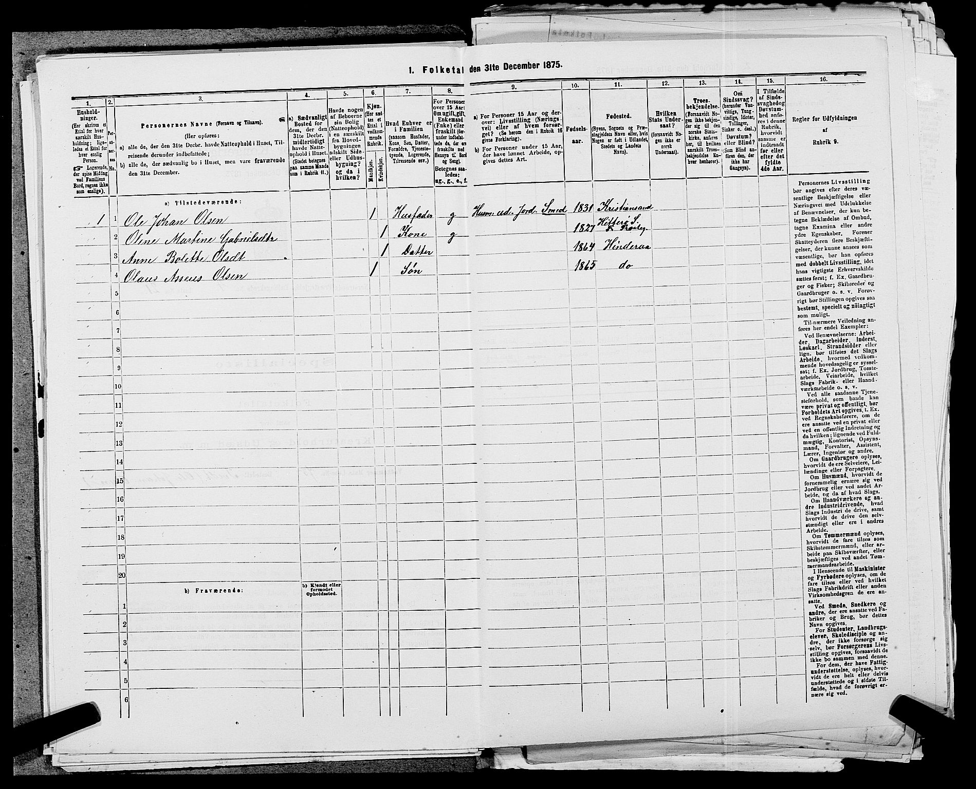 SAST, 1875 census for 1139P Nedstrand, 1875, p. 188