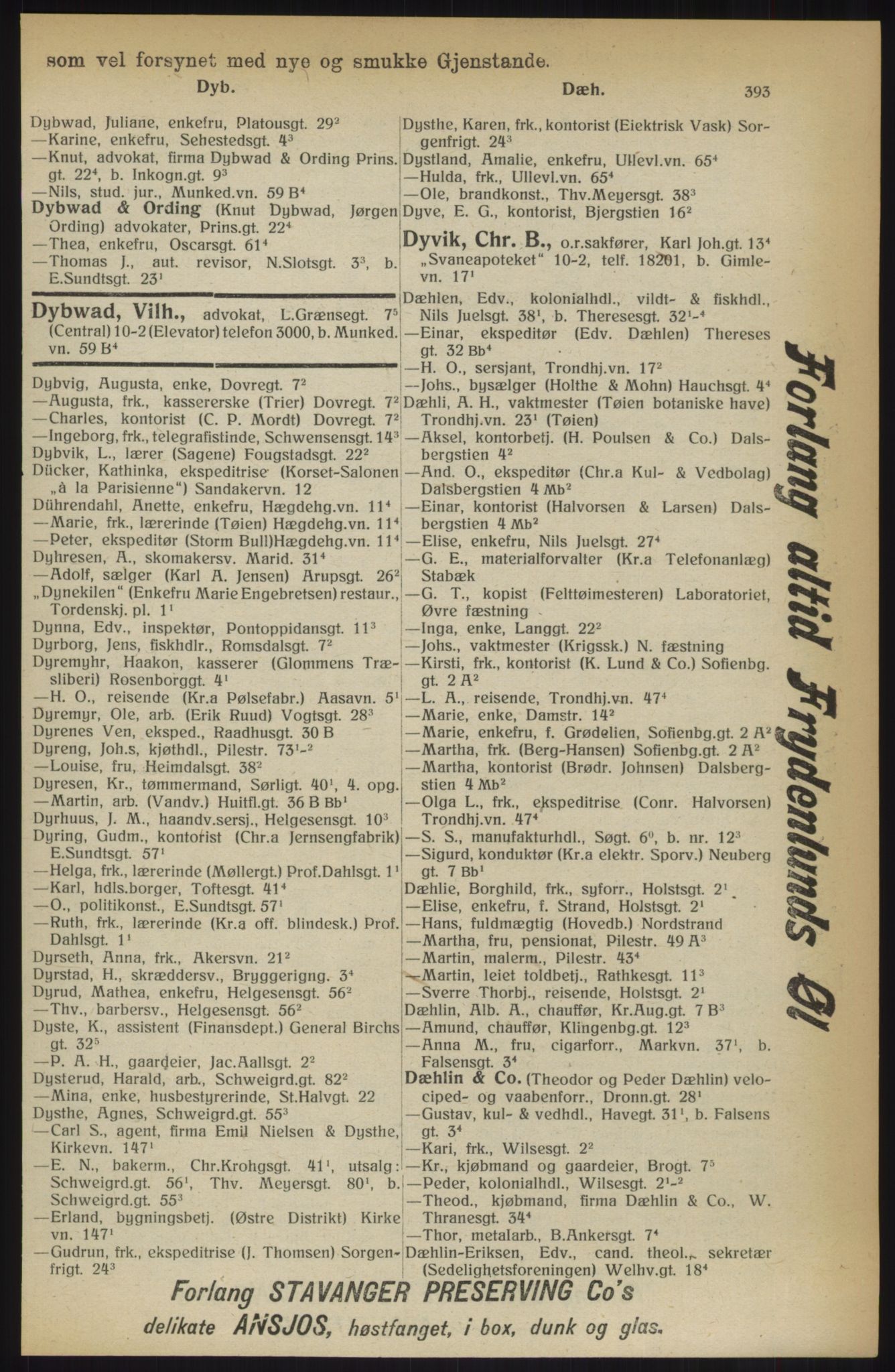 Kristiania/Oslo adressebok, PUBL/-, 1914, p. 393