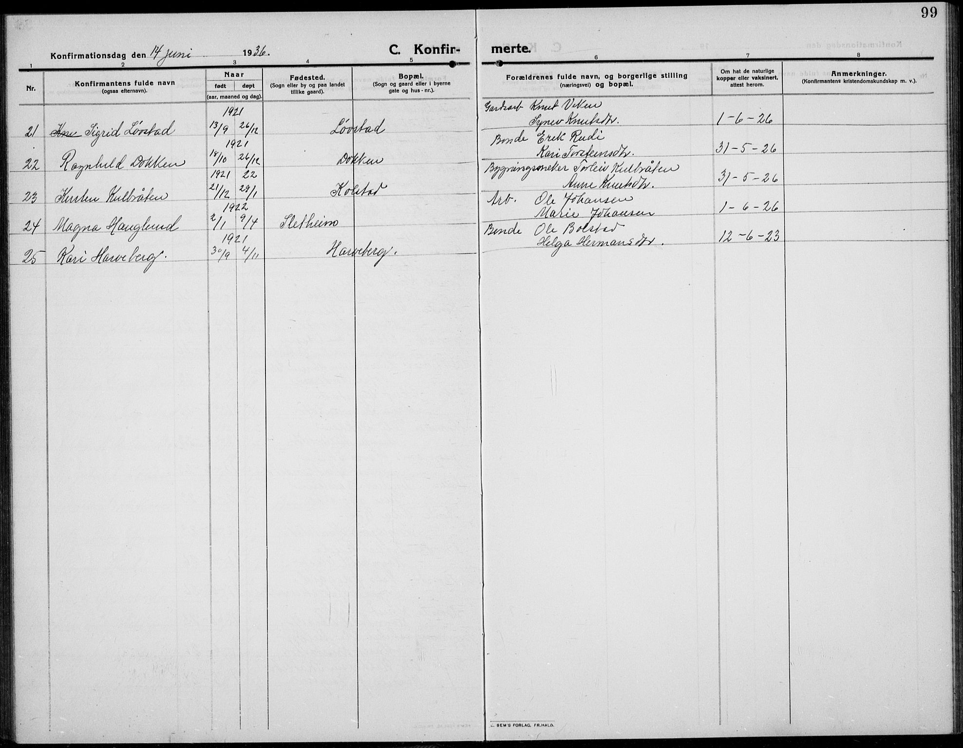 Øystre Slidre prestekontor, SAH/PREST-138/H/Ha/Hab/L0008: Parish register (copy) no. 8, 1911-1938, p. 99