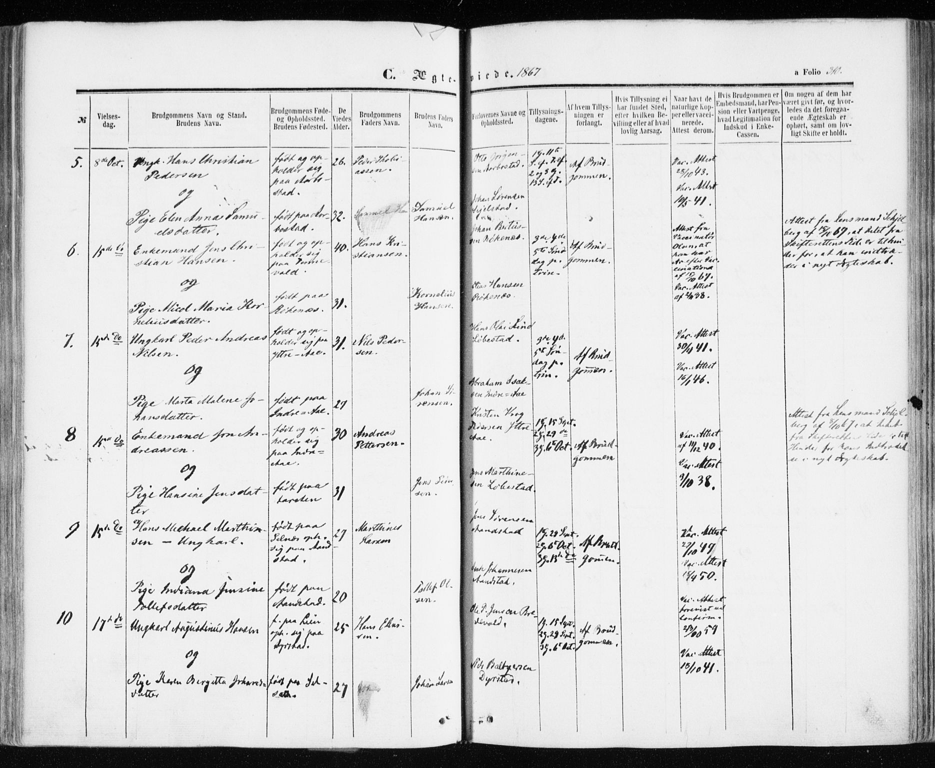 Ibestad sokneprestembete, SATØ/S-0077/H/Ha/Haa/L0009kirke: Parish register (official) no. 9, 1859-1868, p. 310
