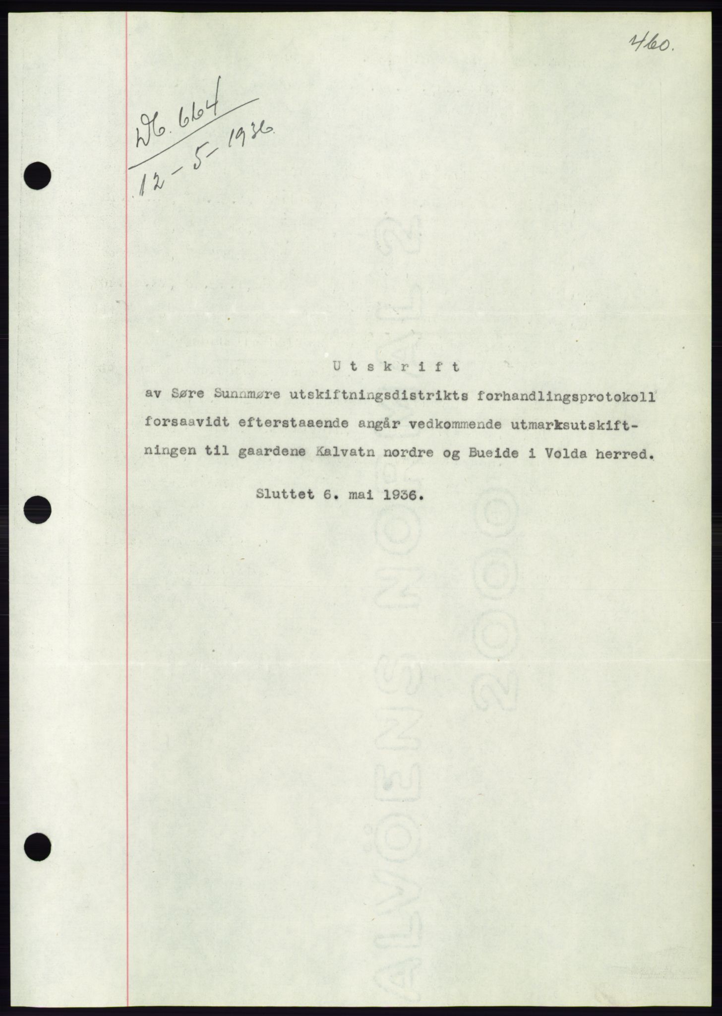 Søre Sunnmøre sorenskriveri, AV/SAT-A-4122/1/2/2C/L0060: Mortgage book no. 54, 1935-1936, Deed date: 12.05.1936