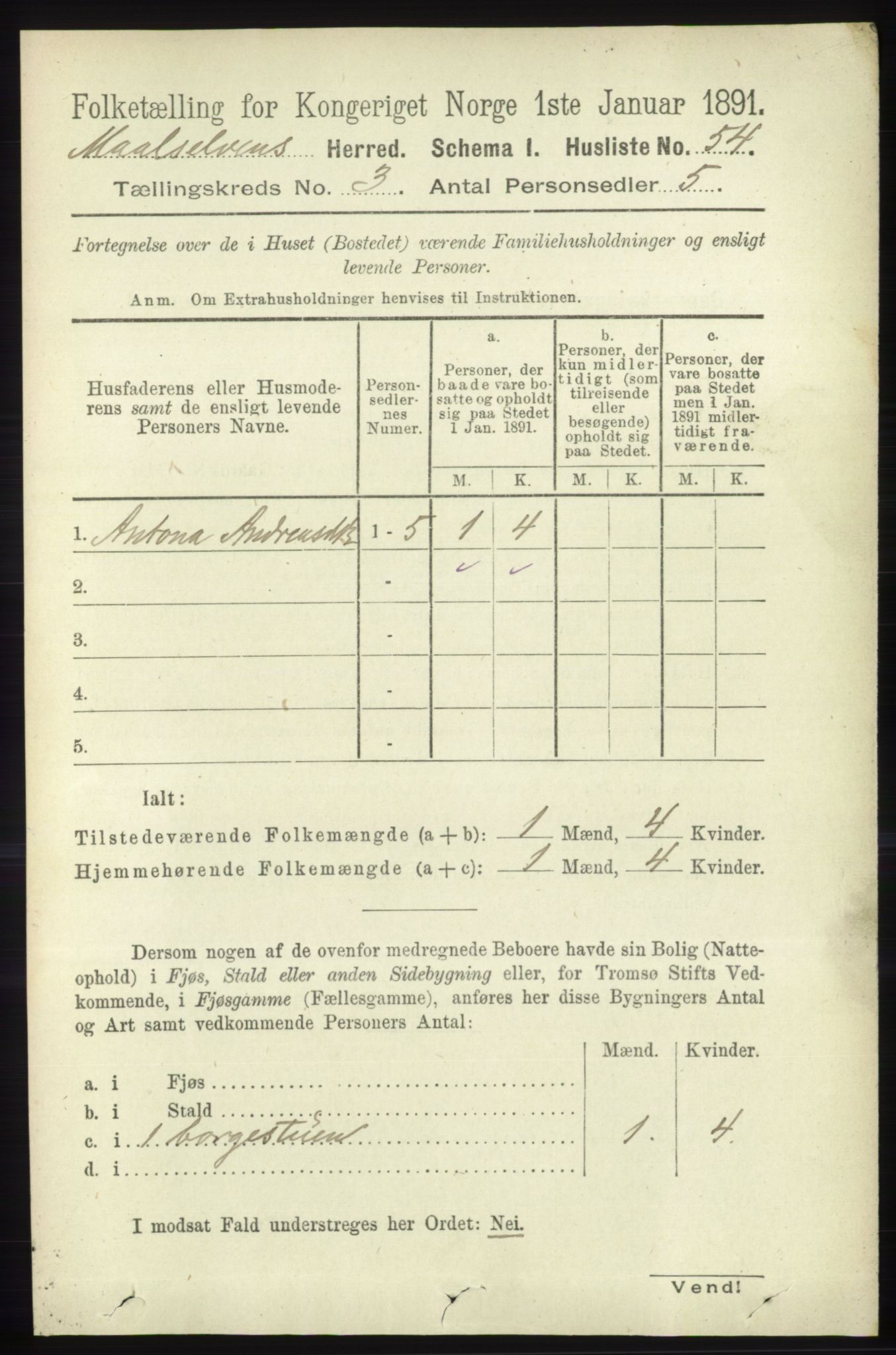 RA, 1891 census for 1924 Målselv, 1891, p. 583