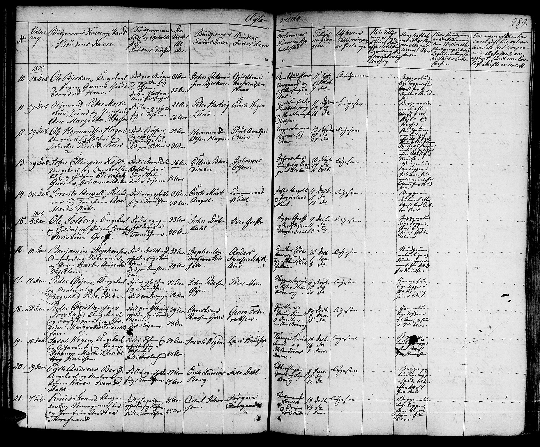 Ministerialprotokoller, klokkerbøker og fødselsregistre - Sør-Trøndelag, SAT/A-1456/601/L0045: Parish register (official) no. 601A13, 1821-1831, p. 289