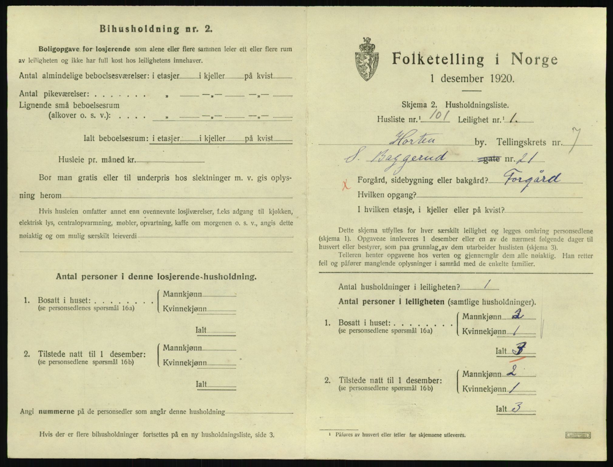 SAKO, 1920 census for Horten, 1920, p. 7569