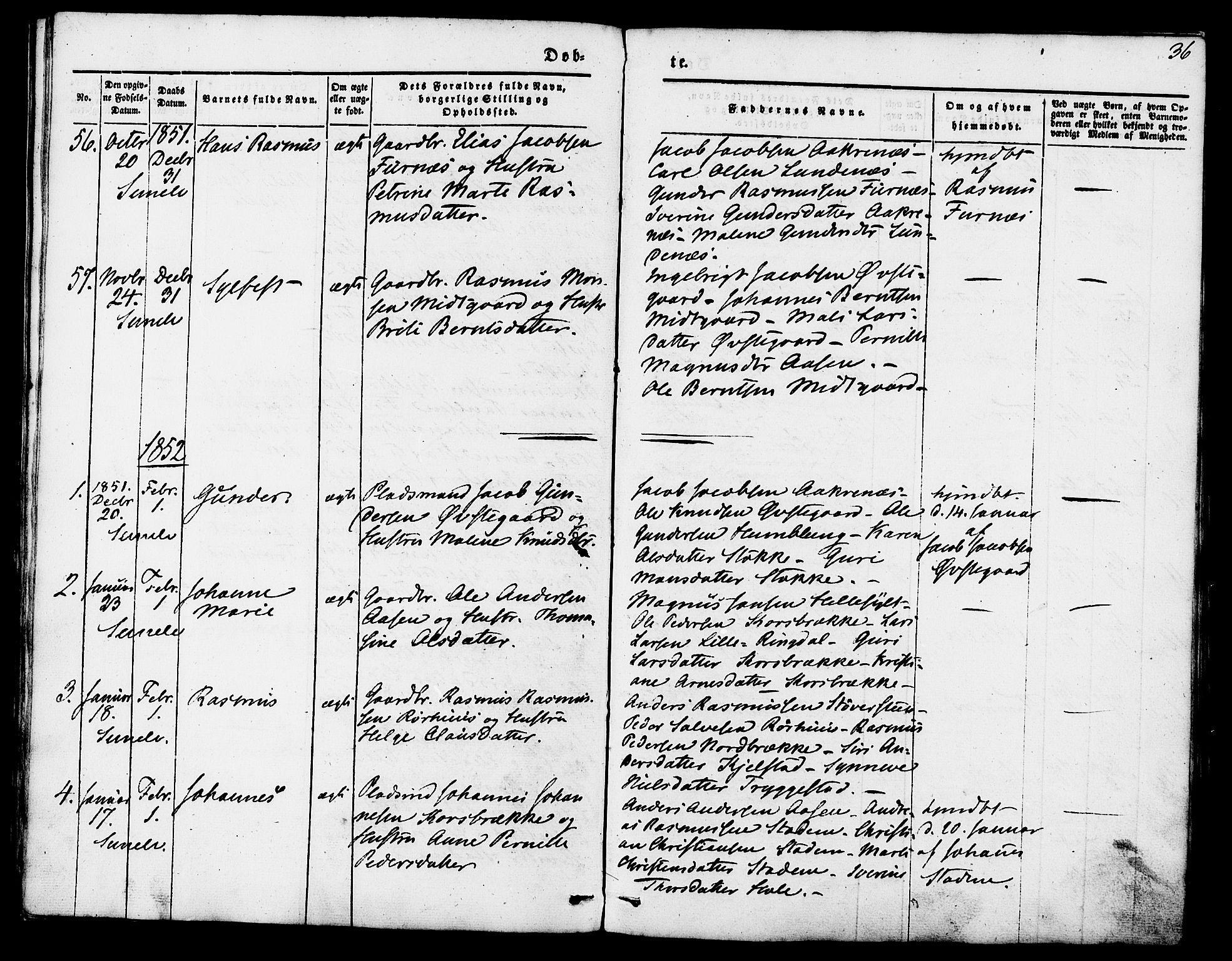 Ministerialprotokoller, klokkerbøker og fødselsregistre - Møre og Romsdal, SAT/A-1454/517/L0222: Parish register (official) no. 517A02, 1846-1862, p. 36