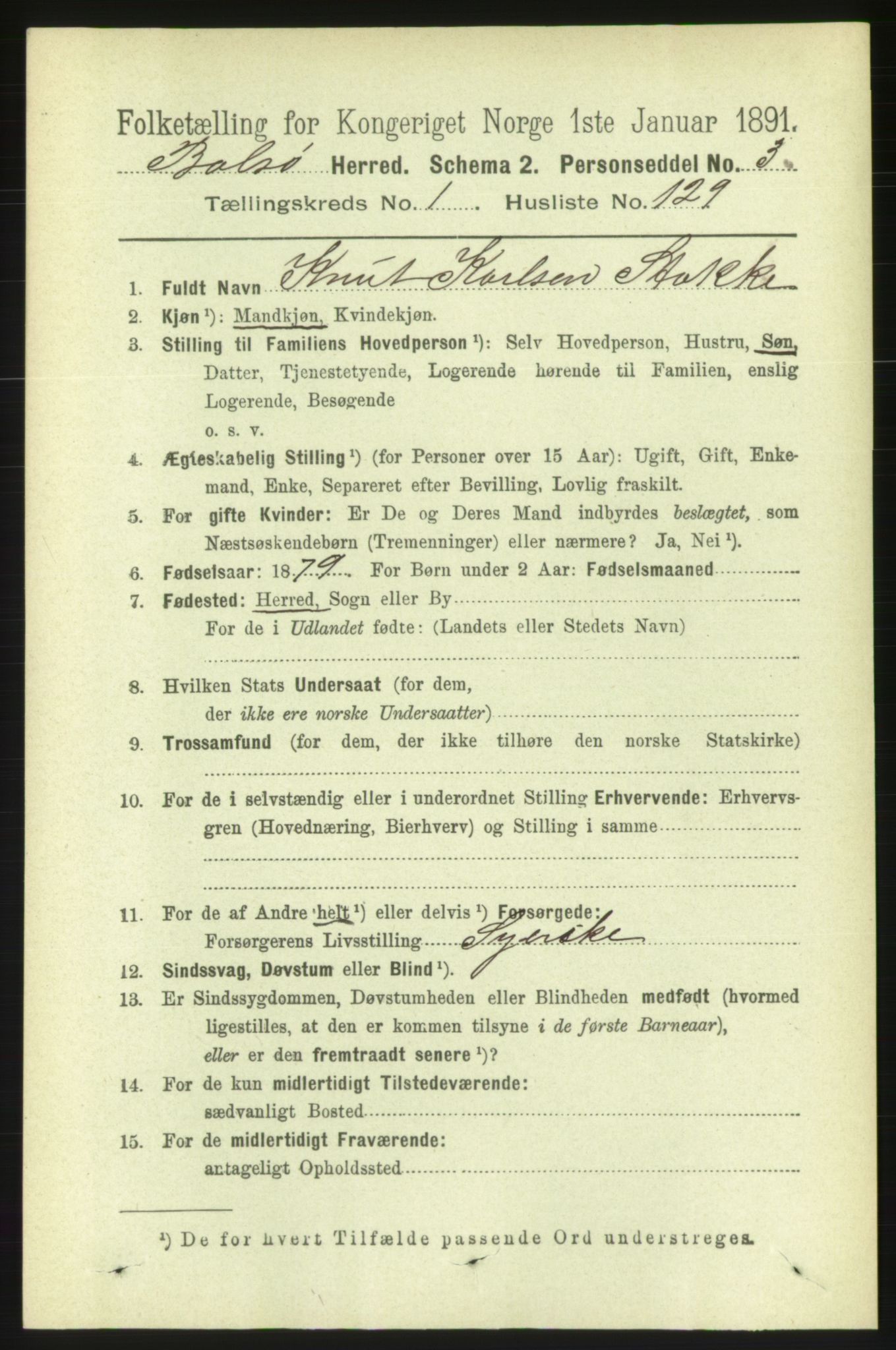 RA, 1891 census for 1544 Bolsøy, 1891, p. 833