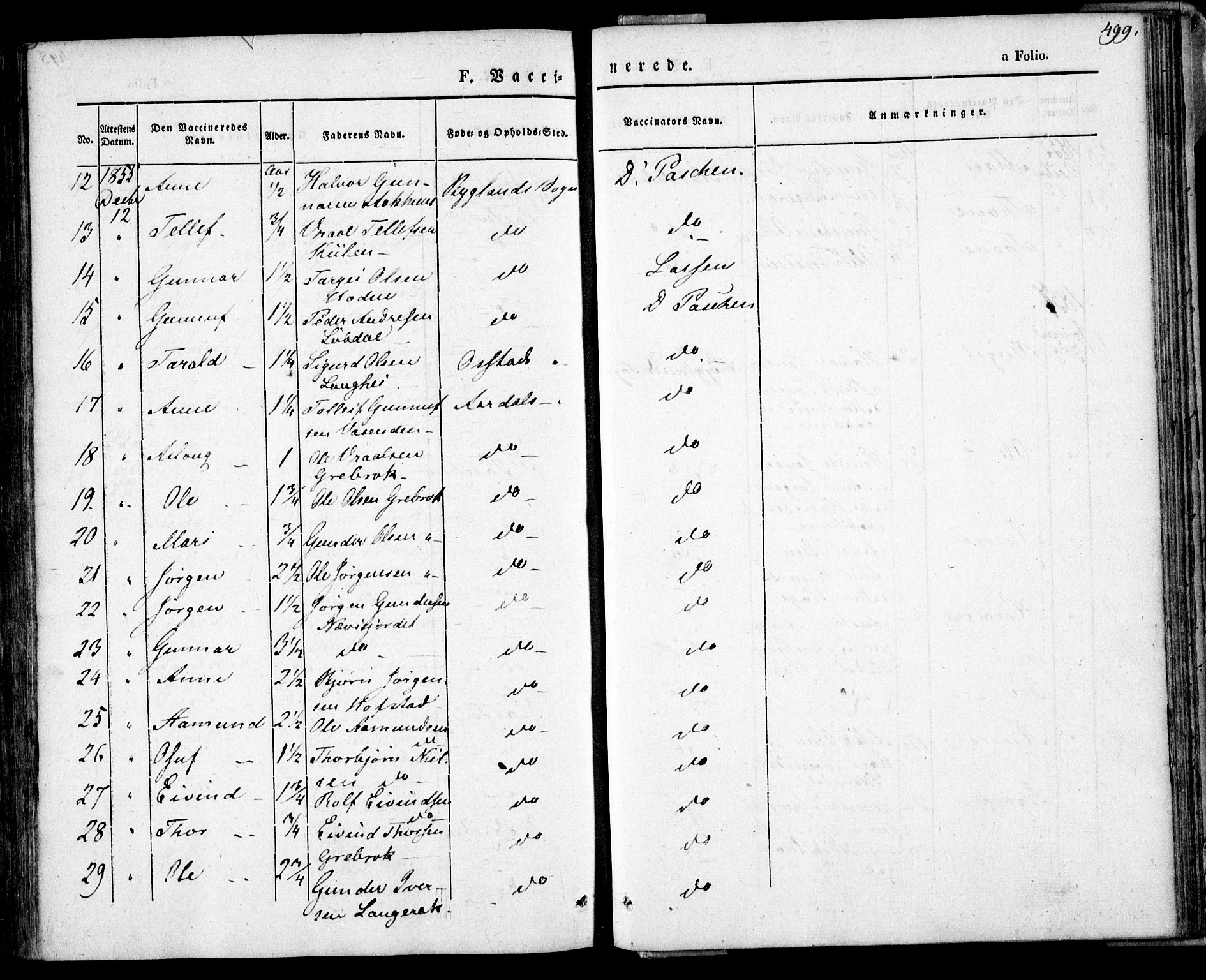 Bygland sokneprestkontor, AV/SAK-1111-0006/F/Fa/Fab/L0004: Parish register (official) no. A 4, 1842-1858, p. 499