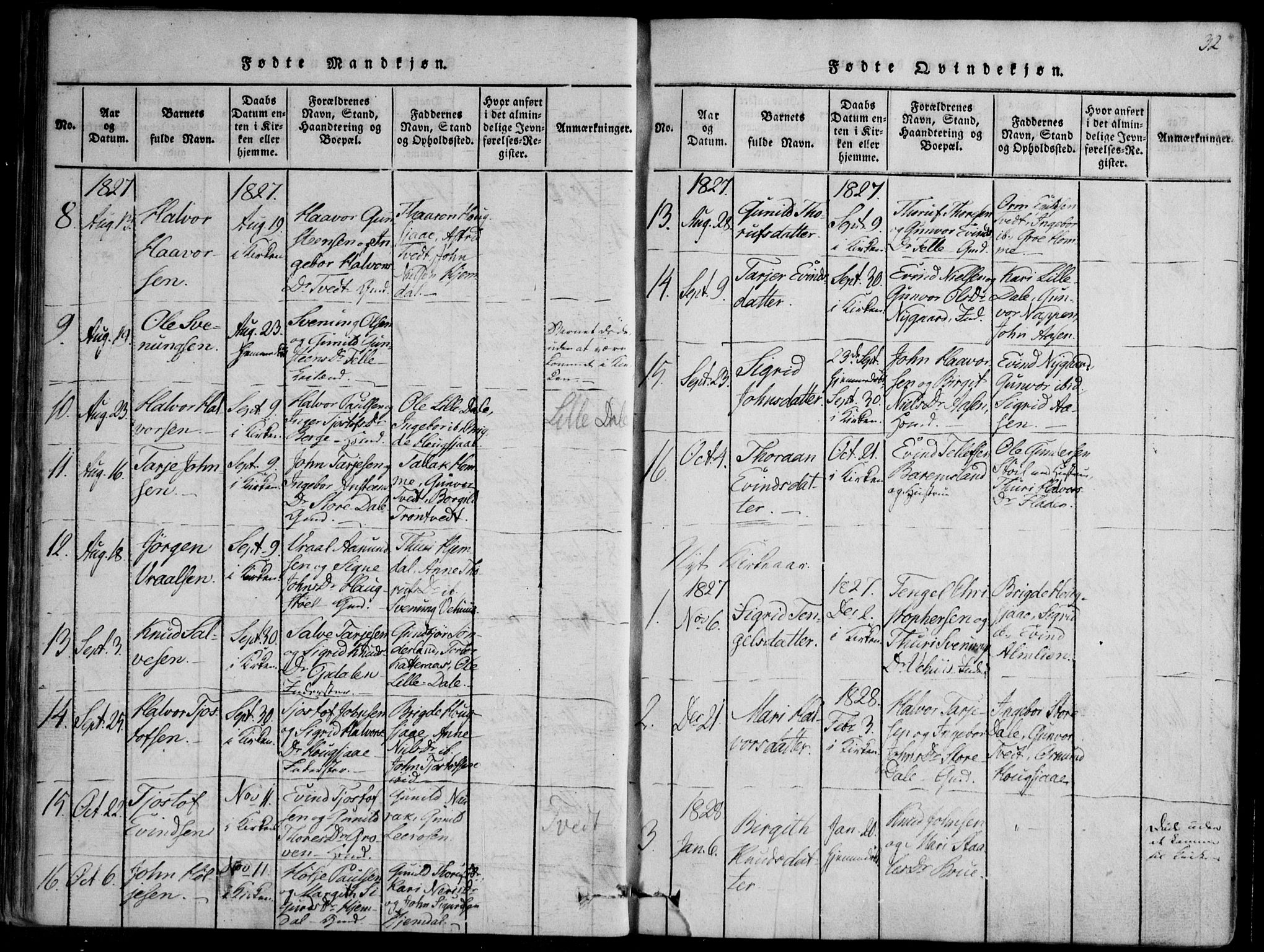 Nissedal kirkebøker, SAKO/A-288/F/Fb/L0001: Parish register (official) no. II 1, 1814-1845, p. 32