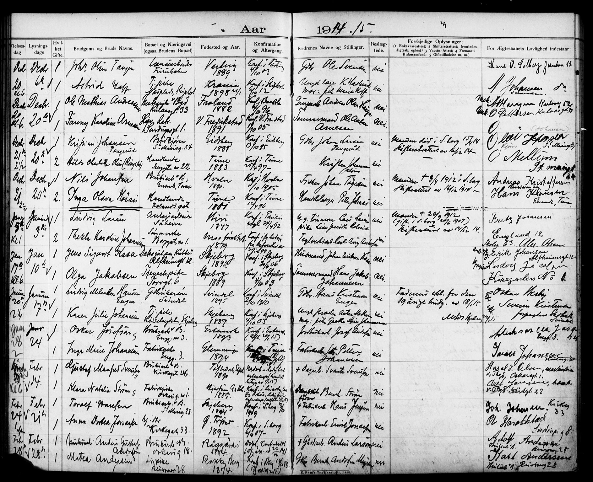 Sarpsborg prestekontor Kirkebøker, AV/SAO-A-2006/H/Ha/L0002: Banns register no. 2, 1904-1925