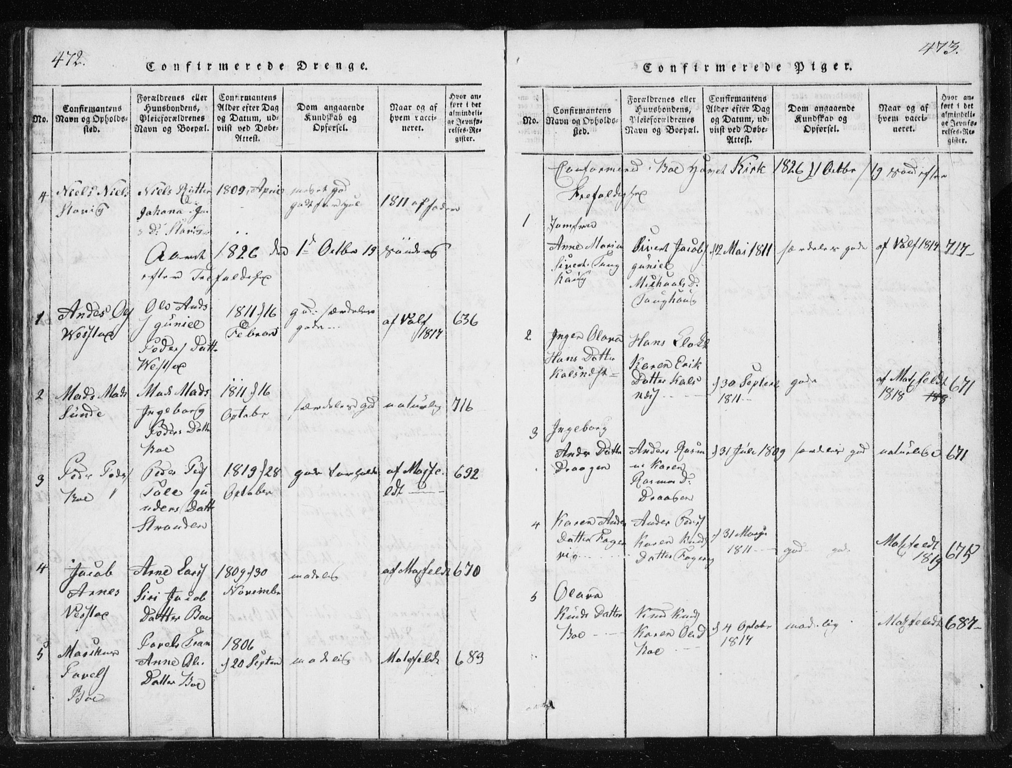 Ministerialprotokoller, klokkerbøker og fødselsregistre - Møre og Romsdal, AV/SAT-A-1454/566/L0772: Parish register (copy) no. 566C01, 1818-1845, p. 472-473