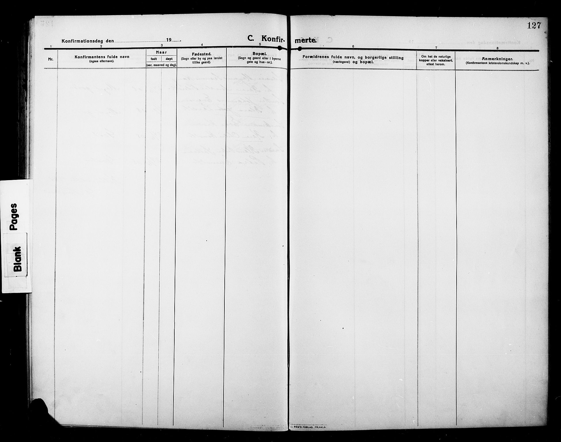 Kolbu prestekontor, SAH/PREST-110/H/Ha/Hab/L0001: Parish register (copy) no. 1, 1912-1925, p. 127