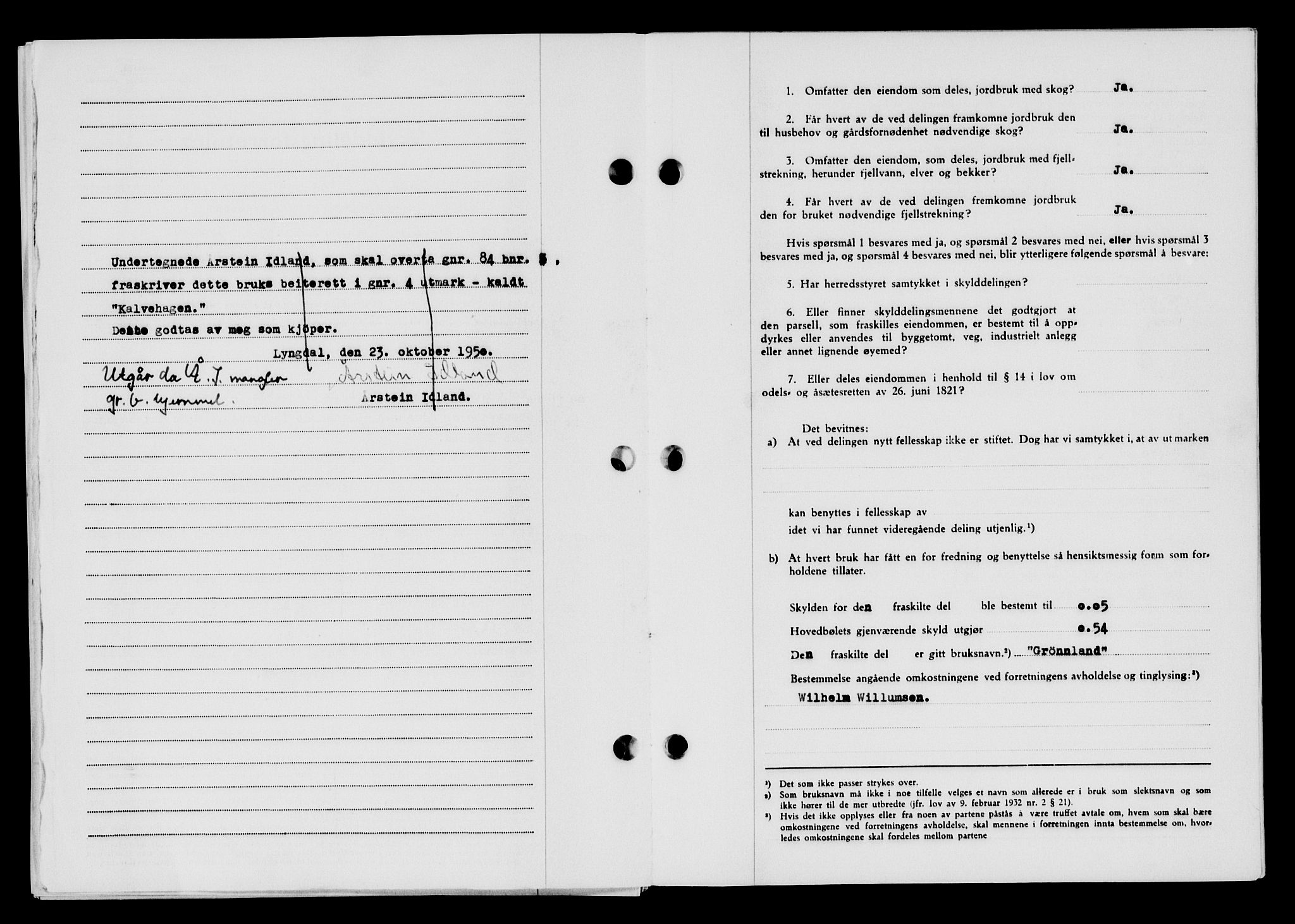 Lyngdal sorenskriveri, AV/SAK-1221-0004/G/Gb/L0665: Mortgage book no. A XI, 1950-1950, Diary no: : 861/1950