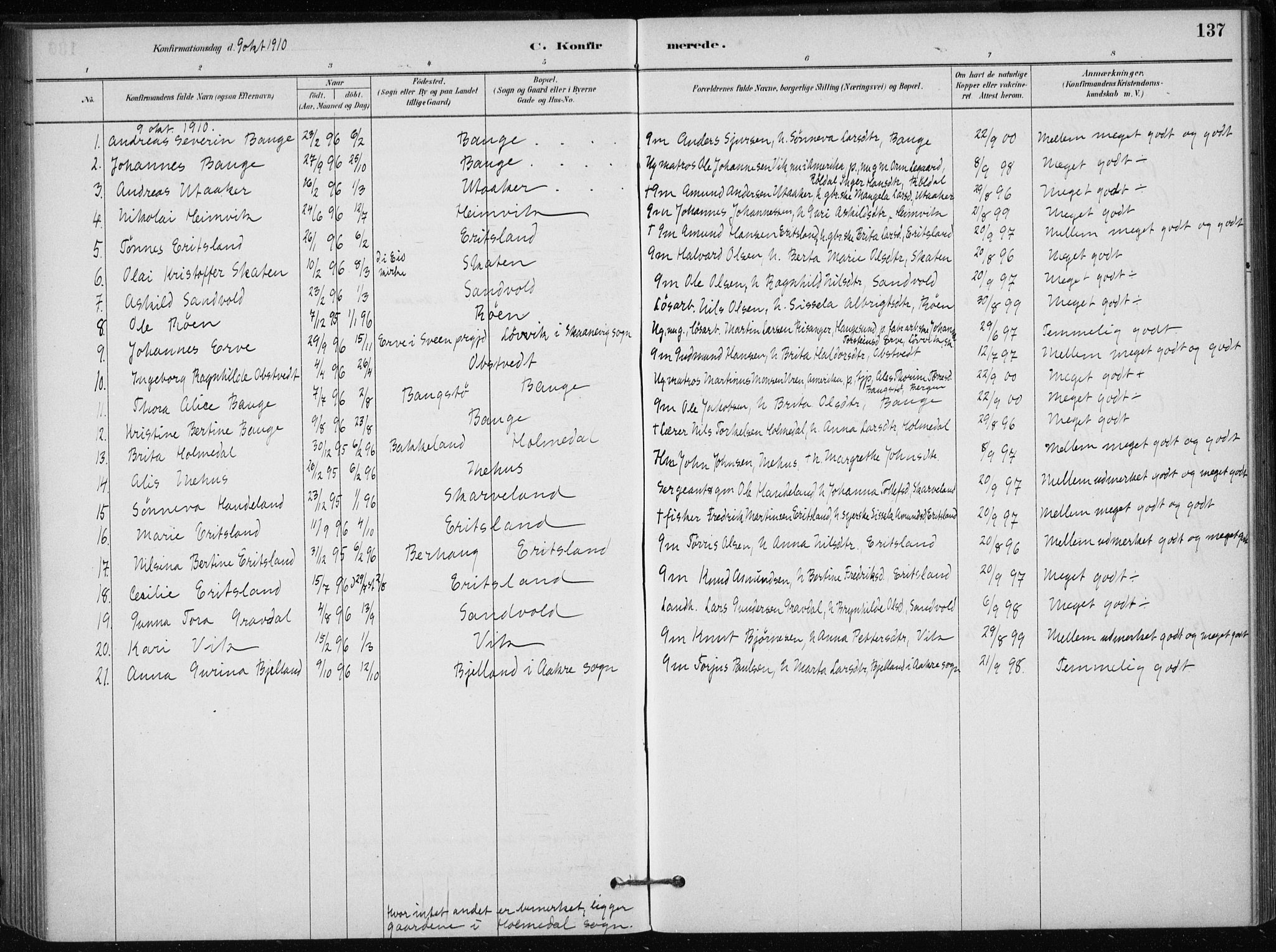 Skånevik sokneprestembete, SAB/A-77801/H/Haa: Parish register (official) no. C  1, 1879-1917, p. 137