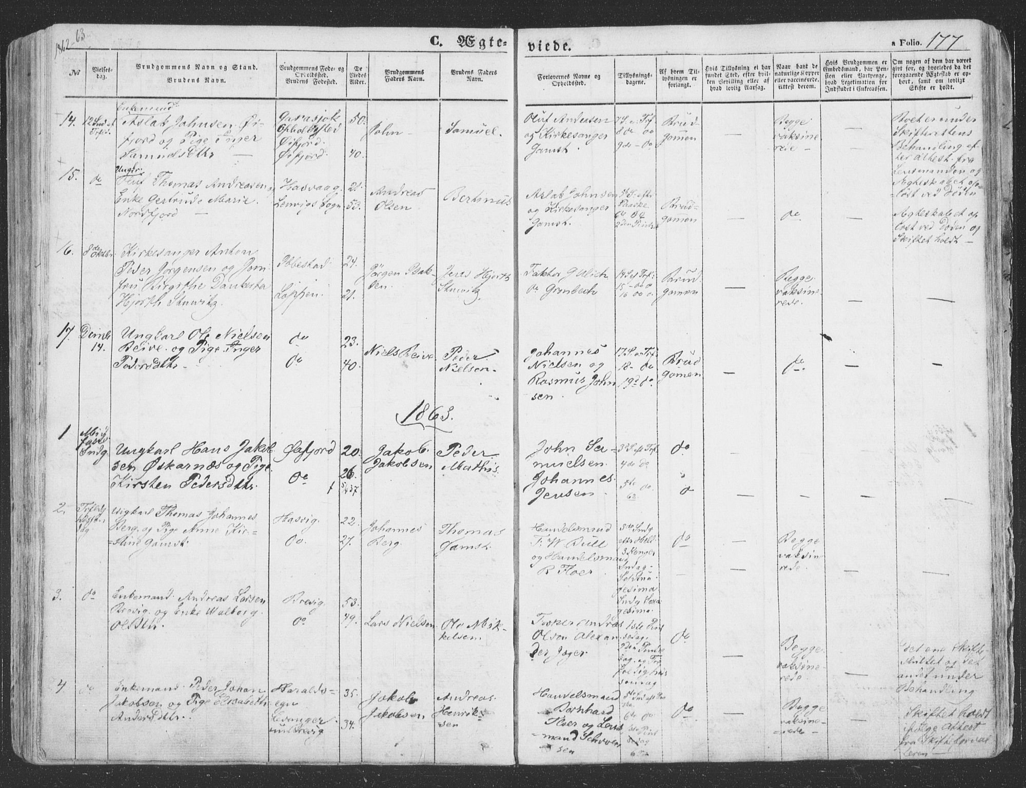 Loppa sokneprestkontor, SATØ/S-1339/H/Ha/L0004kirke: Parish register (official) no. 4, 1849-1868, p. 177