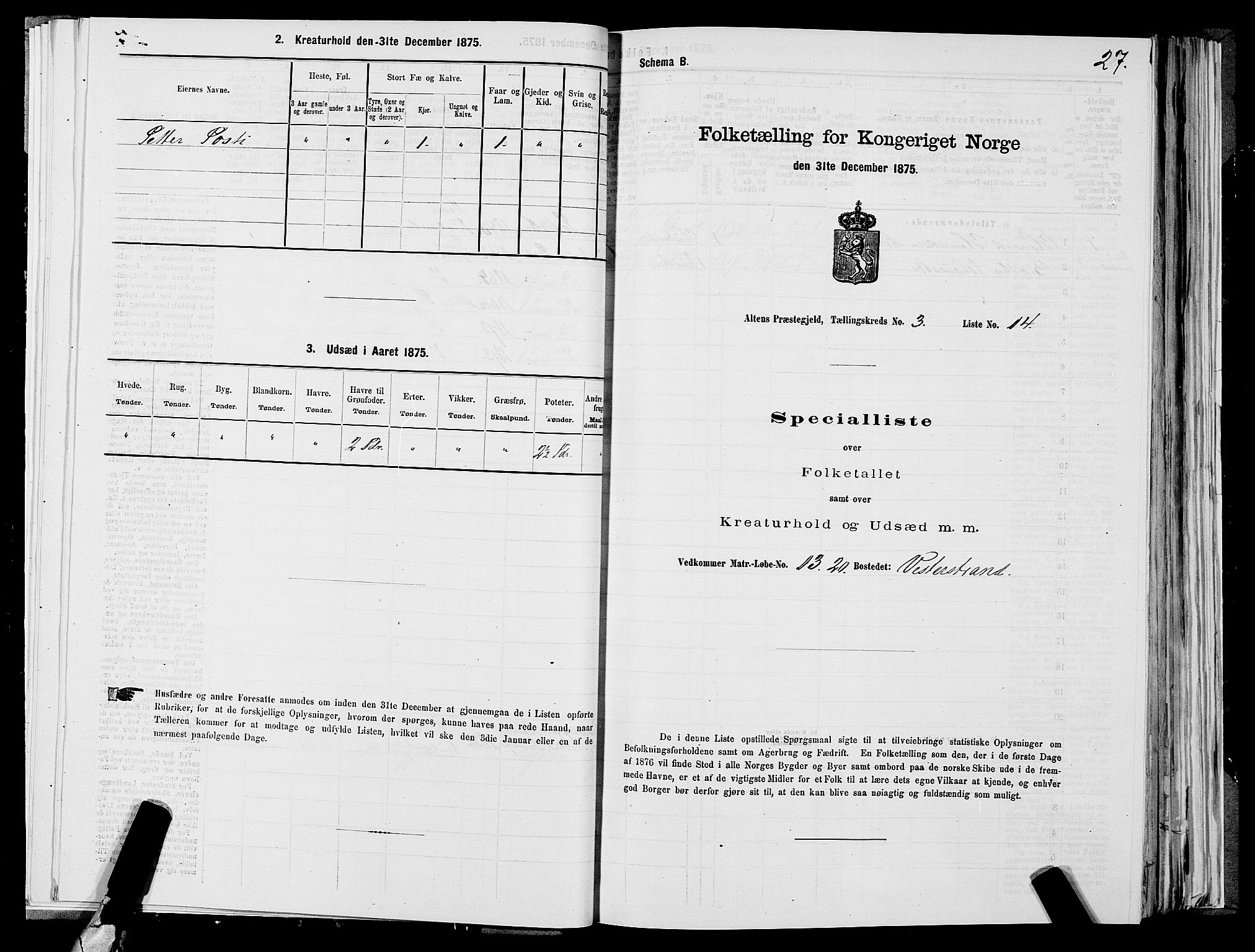 SATØ, 1875 census for 2012P Alta, 1875, p. 2027