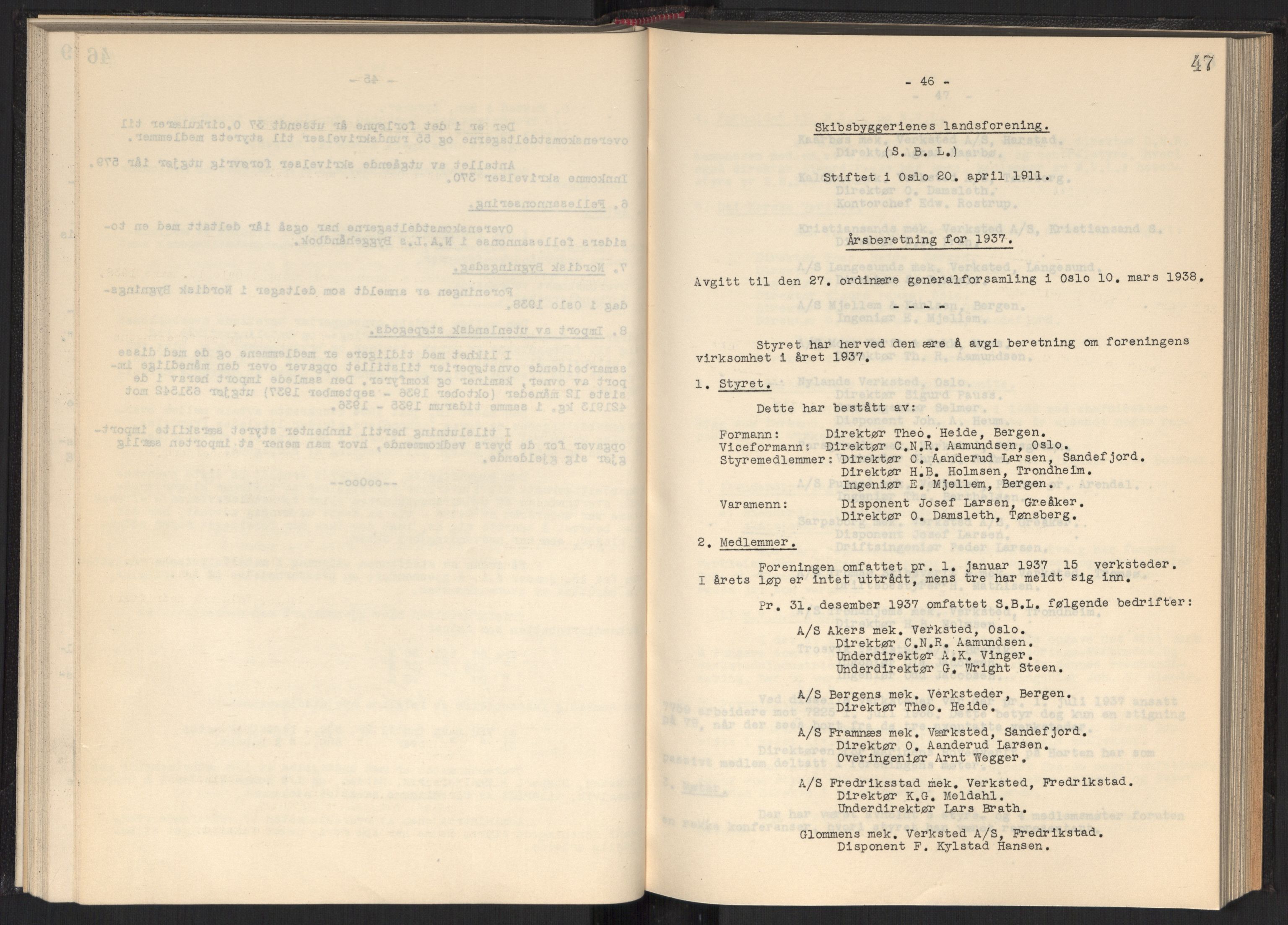 Teknologibedriftenes Landsforening TBL, RA/PA-1700/A/Ad/L0006: Årsberetning med register, 1937-1943, p. 47