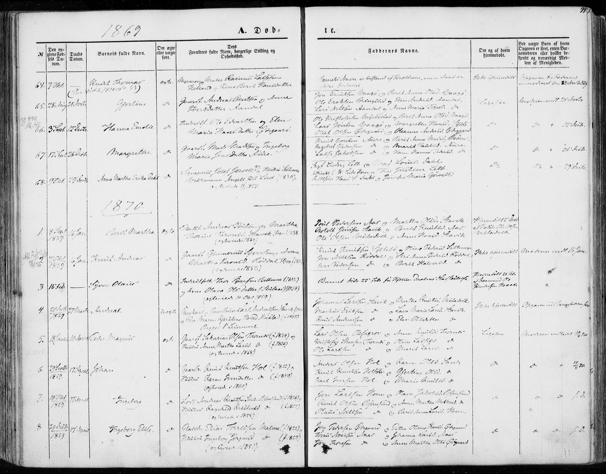 Ministerialprotokoller, klokkerbøker og fødselsregistre - Møre og Romsdal, SAT/A-1454/565/L0748: Parish register (official) no. 565A02, 1845-1872, p. 99
