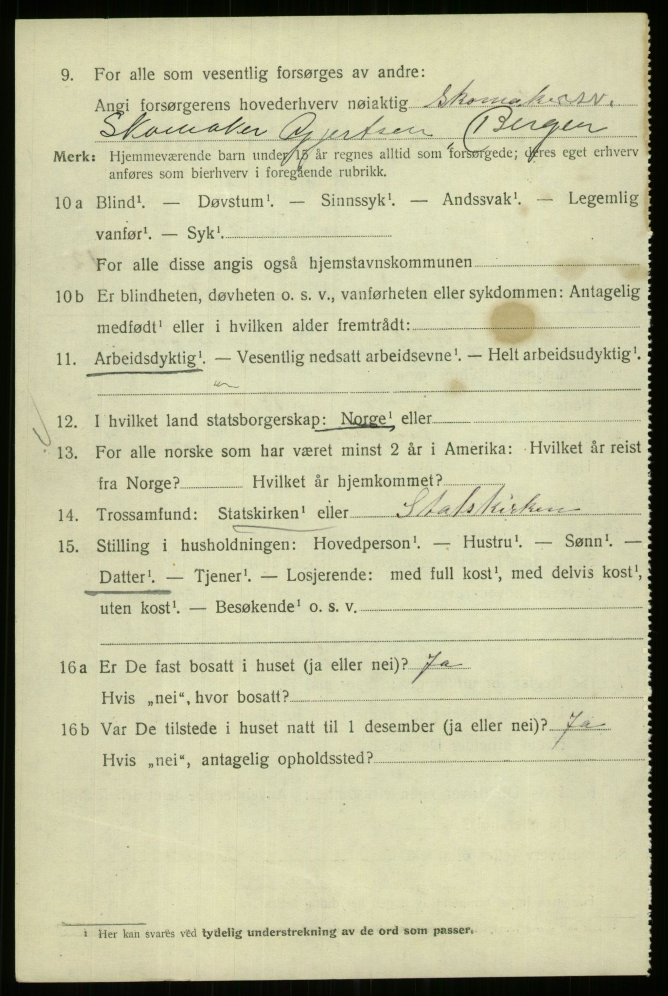 SAB, 1920 census for Bergen, 1920, p. 217769