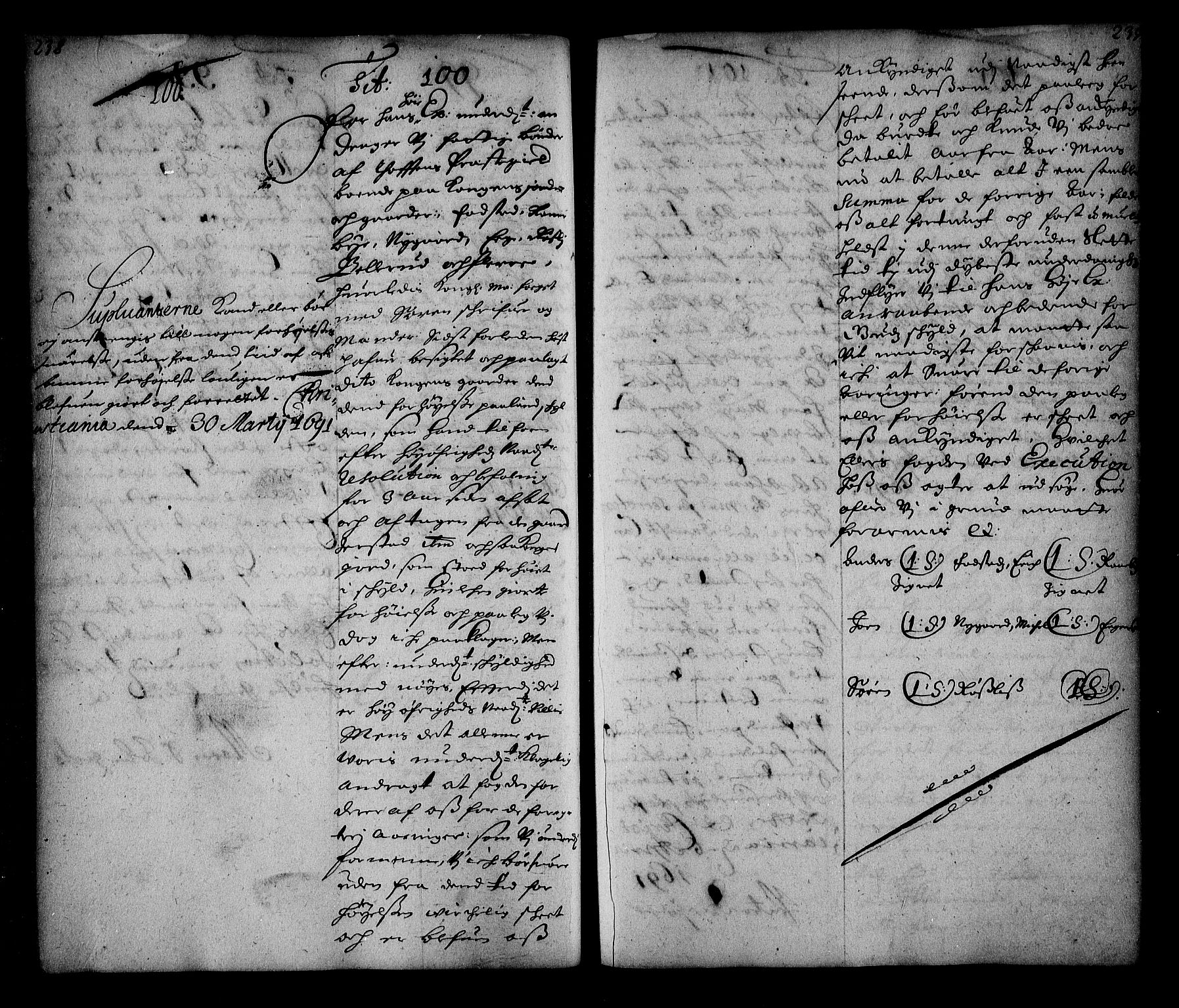 Stattholderembetet 1572-1771, AV/RA-EA-2870/Ae/L0008: Supplikasjons- og resolusjonsprotokoll, 1691, p. 238-239