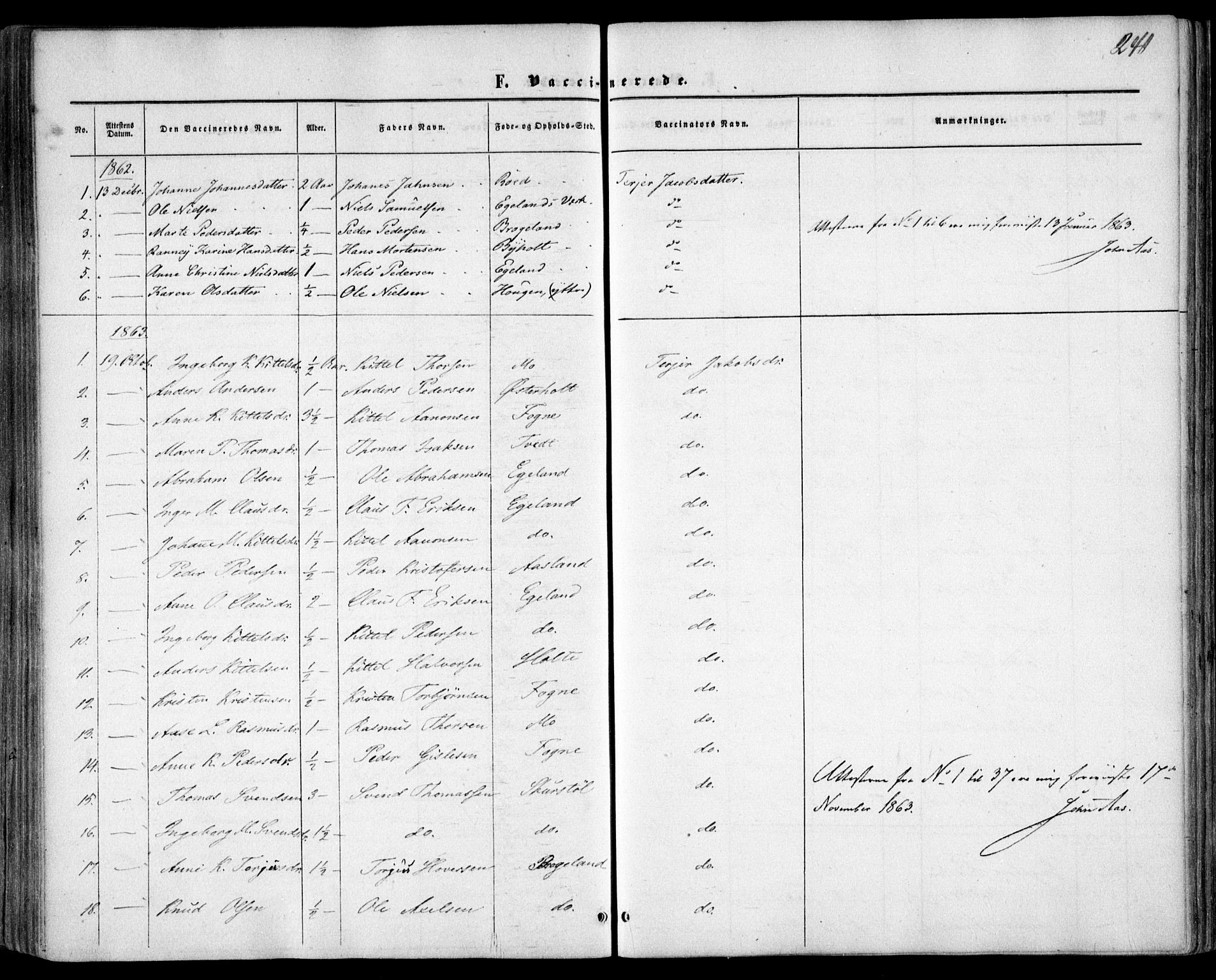 Gjerstad sokneprestkontor, SAK/1111-0014/F/Fa/Faa/L0007: Parish register (official) no. A 7, 1858-1875, p. 241