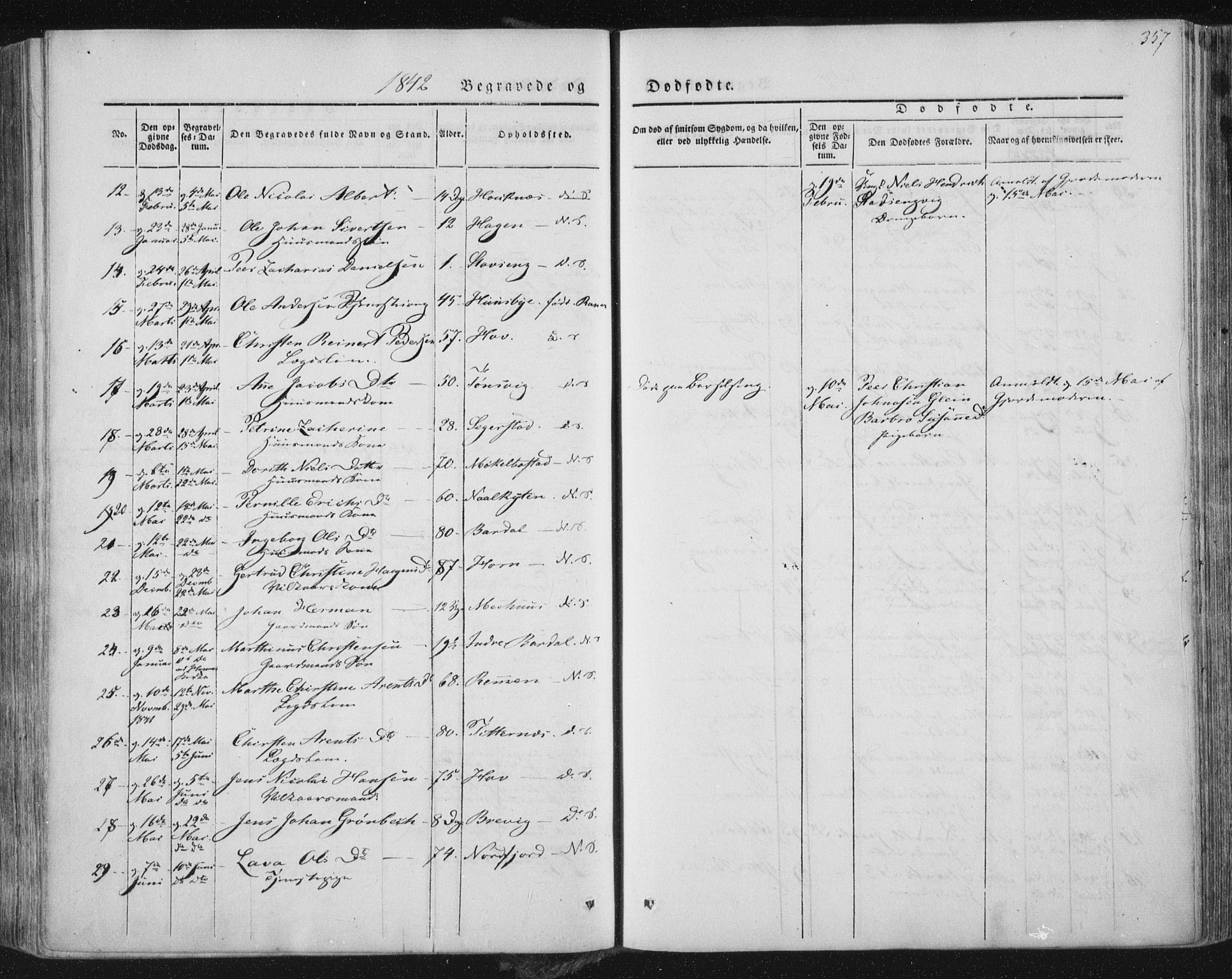 Ministerialprotokoller, klokkerbøker og fødselsregistre - Nordland, AV/SAT-A-1459/838/L0549: Parish register (official) no. 838A07, 1840-1854, p. 357