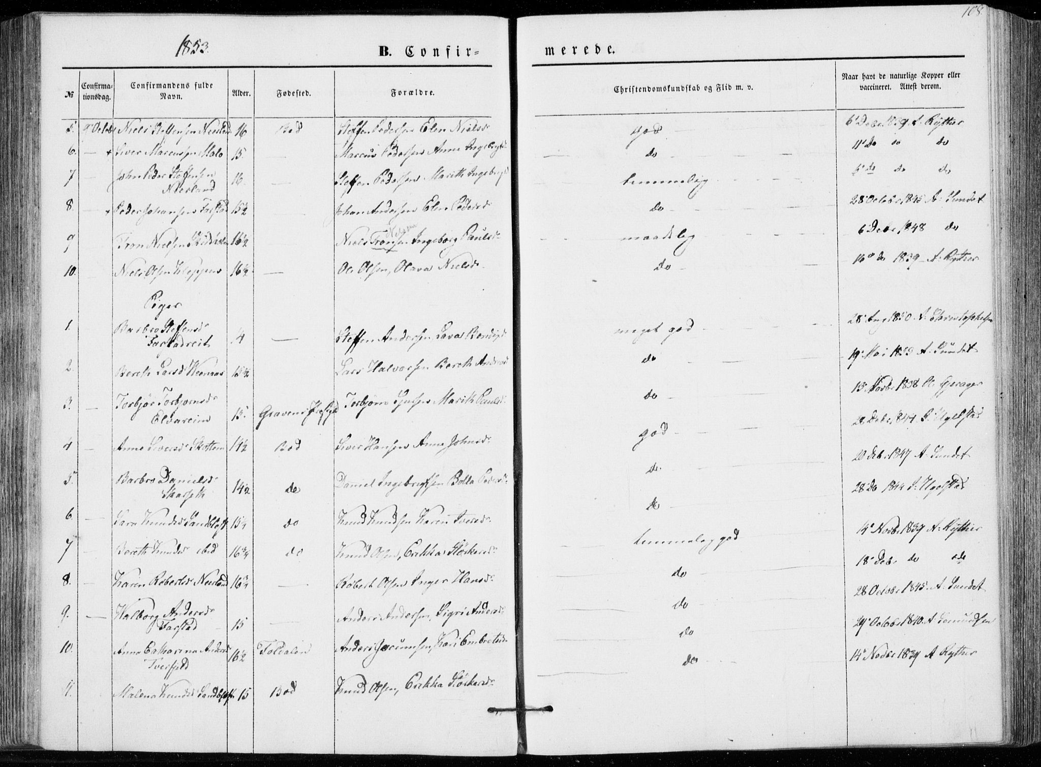 Ministerialprotokoller, klokkerbøker og fødselsregistre - Møre og Romsdal, AV/SAT-A-1454/566/L0767: Parish register (official) no. 566A06, 1852-1868, p. 108