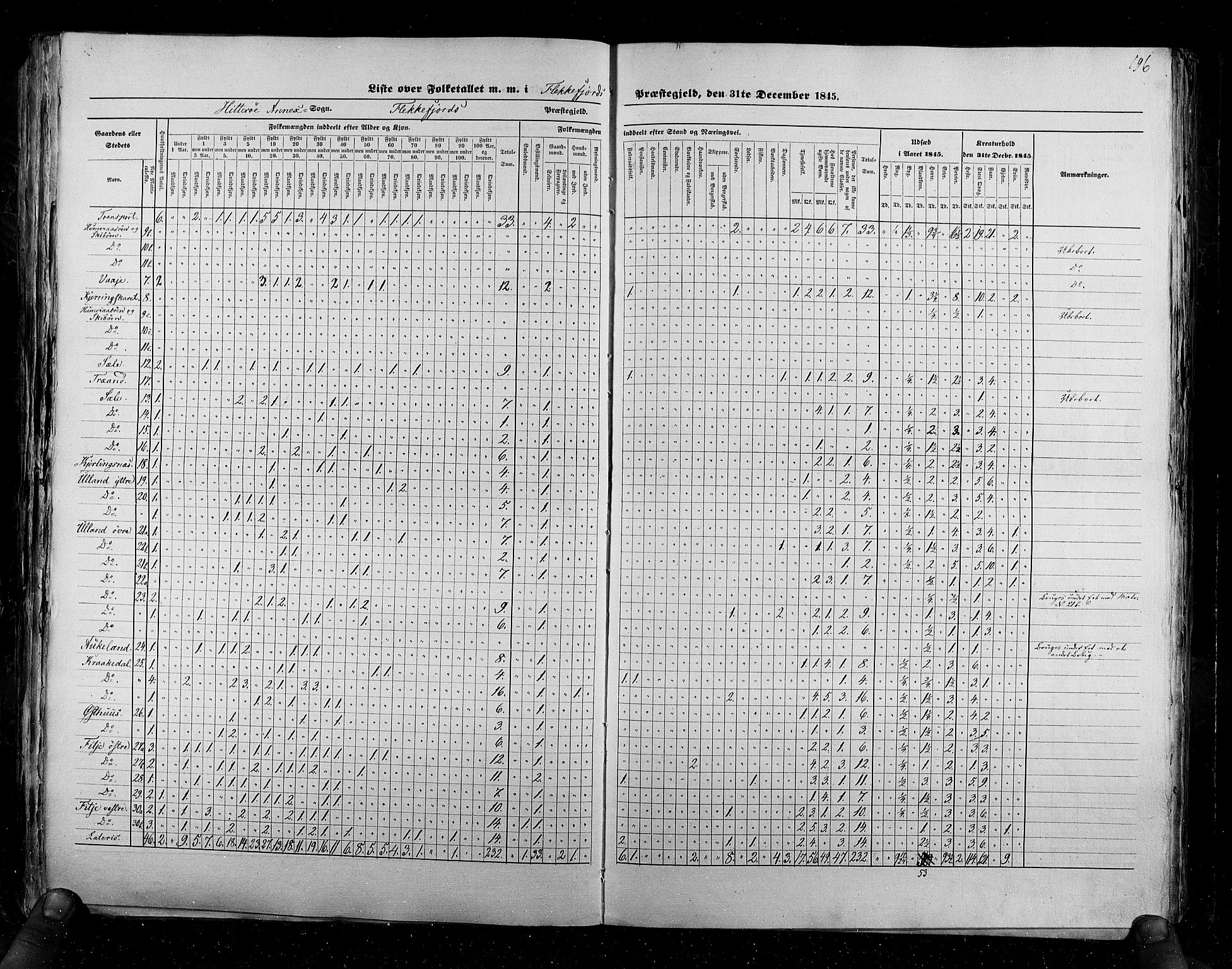 RA, Census 1845, vol. 6: Lister og Mandal amt og Stavanger amt, 1845, p. 196