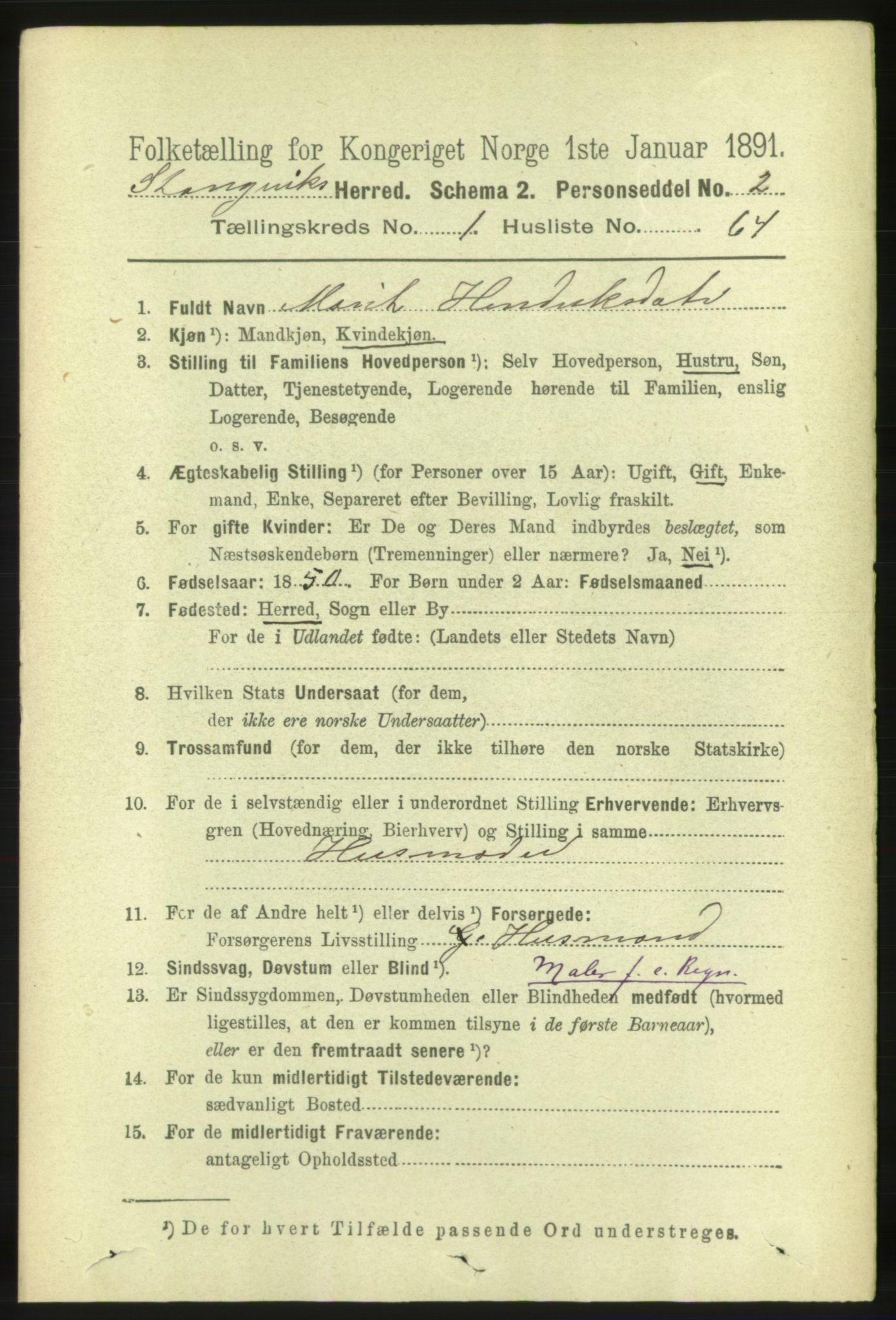 RA, 1891 census for 1564 Stangvik, 1891, p. 576