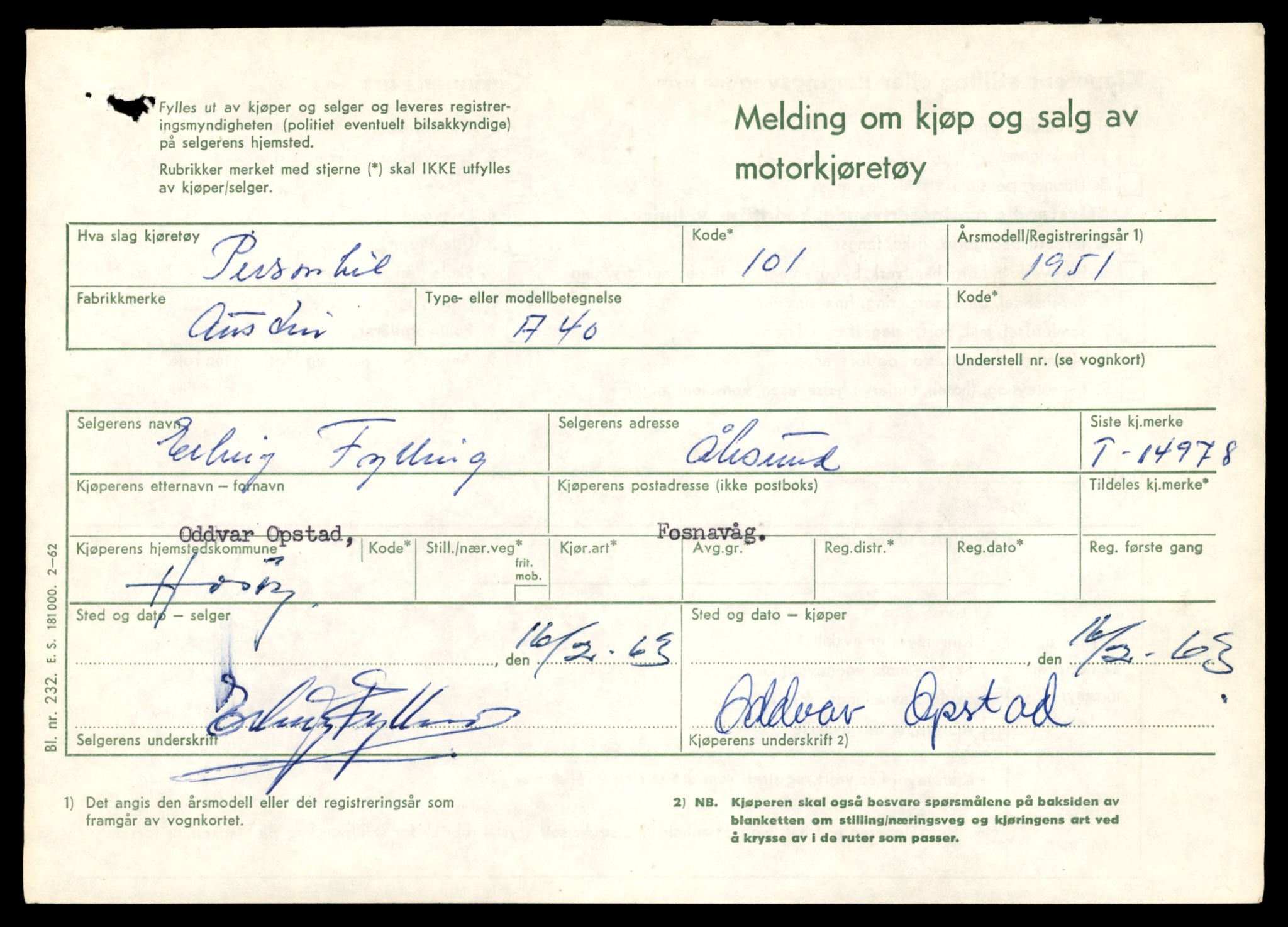 Møre og Romsdal vegkontor - Ålesund trafikkstasjon, AV/SAT-A-4099/F/Fe/L0049: Registreringskort for kjøretøy T 14864 - T 18613, 1927-1998, p. 2707