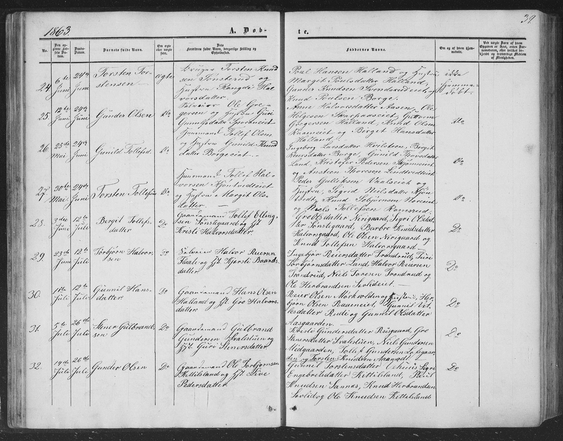 Nore kirkebøker, AV/SAKO-A-238/F/Fa/L0002: Parish register (official) no. I 2, 1856-1871, p. 39