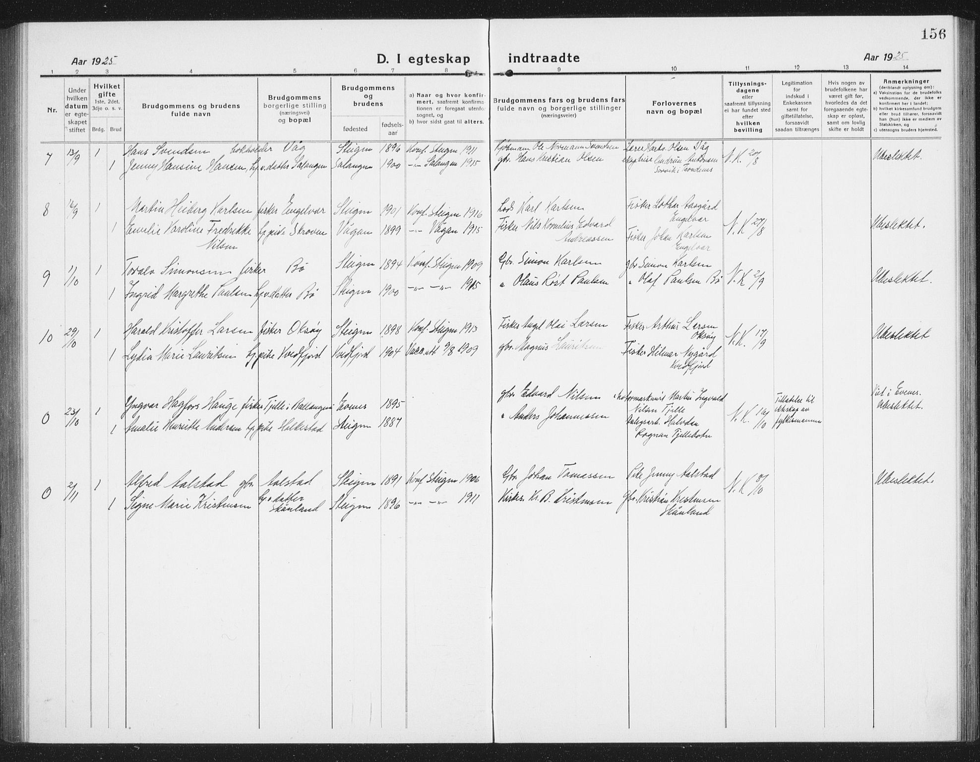 Ministerialprotokoller, klokkerbøker og fødselsregistre - Nordland, AV/SAT-A-1459/855/L0817: Parish register (copy) no. 855C06, 1917-1934, p. 156